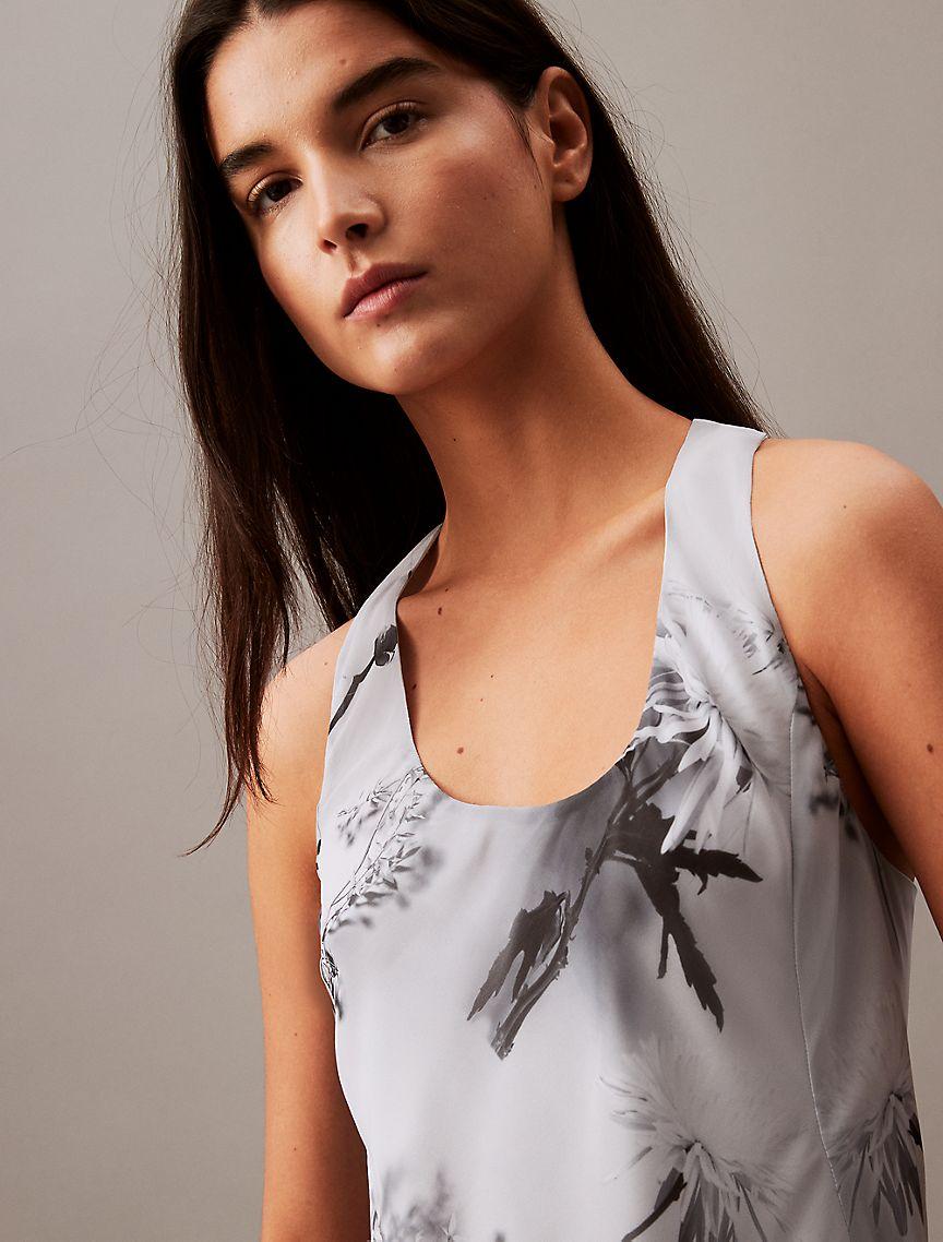 Chiffon Botanic Print T-Back Maxi Dress Product Image