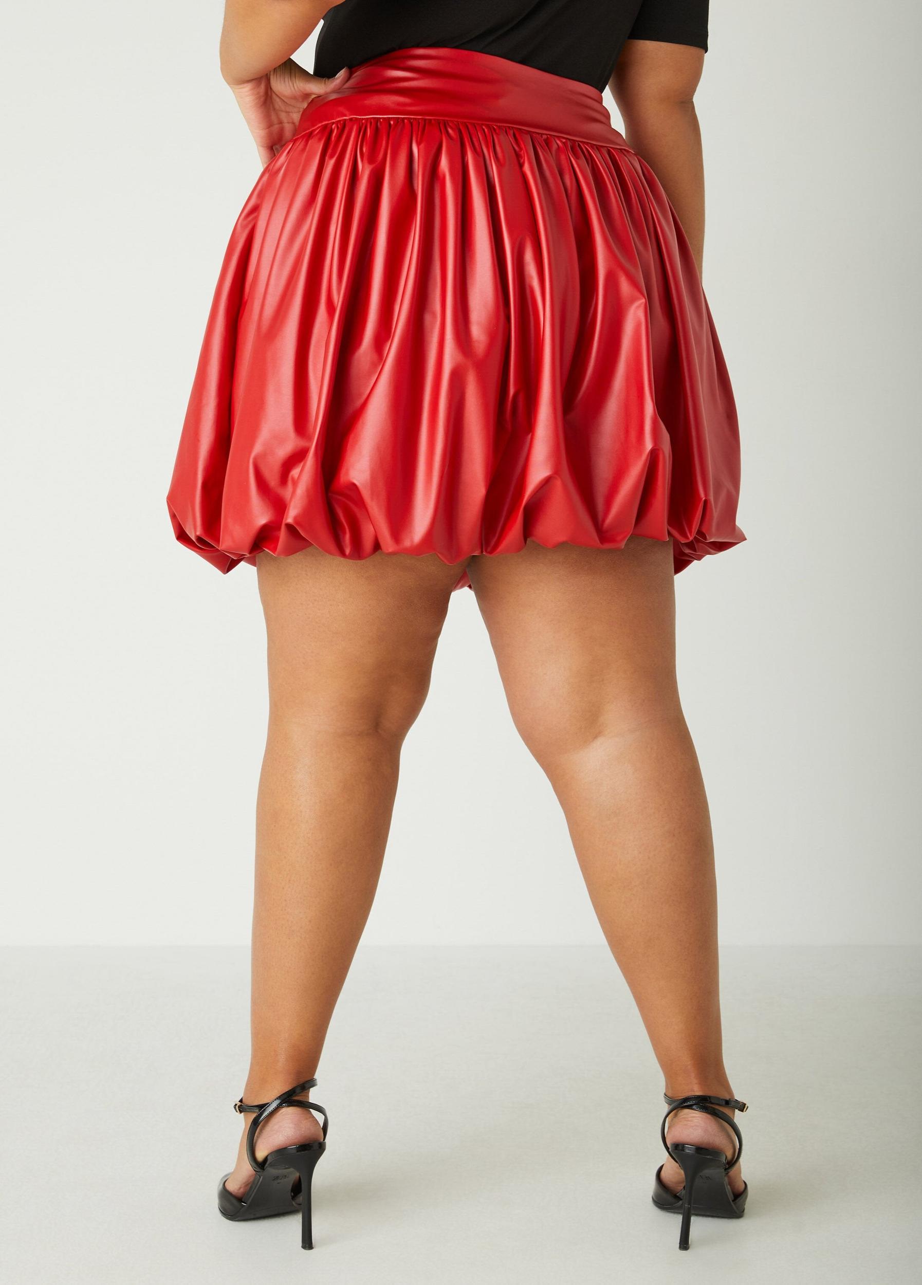 Mini Faux Leather Bubble Skirt Product Image