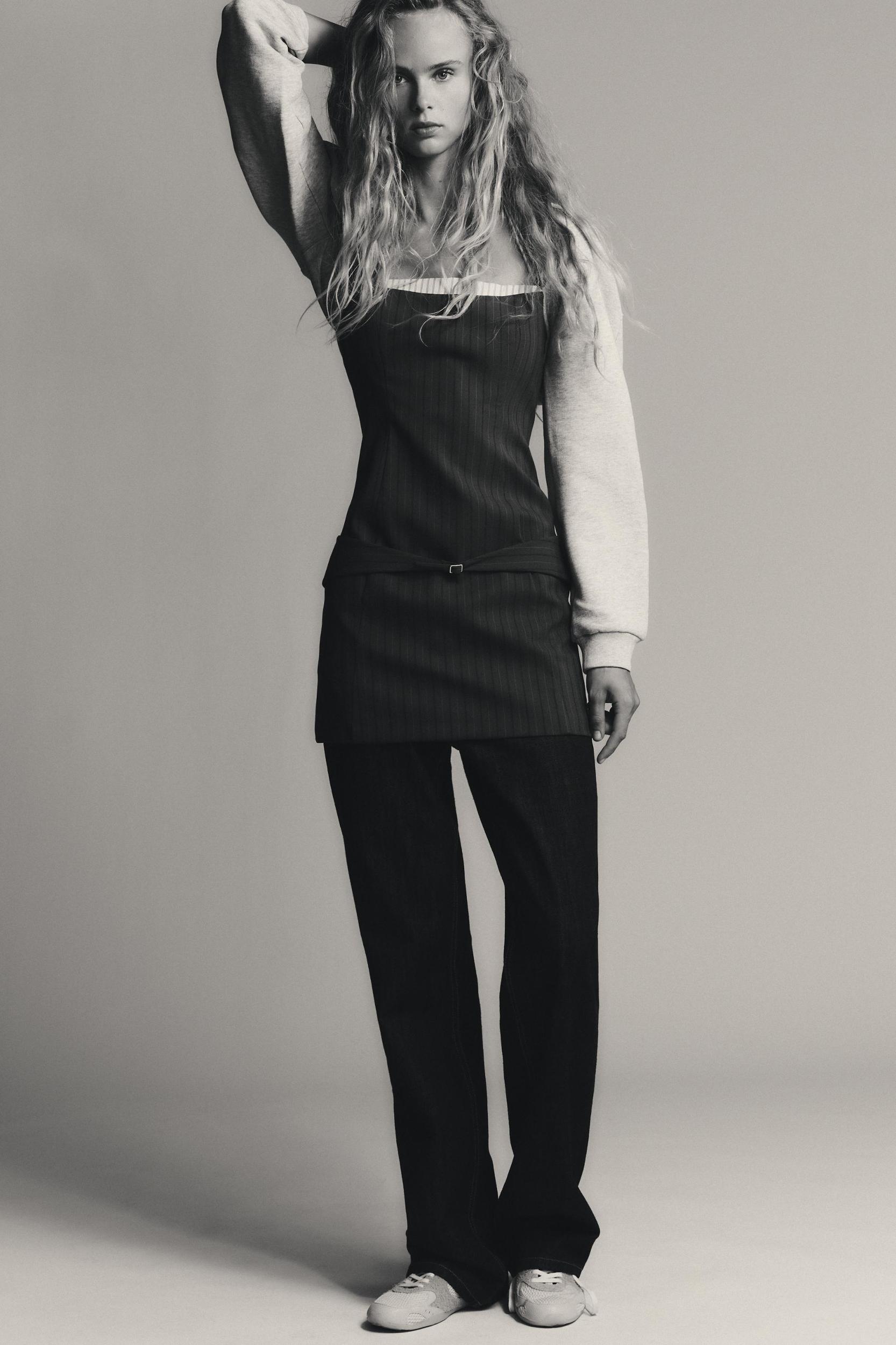 CONTRASTING PINSTRIPE DRESS Product Image