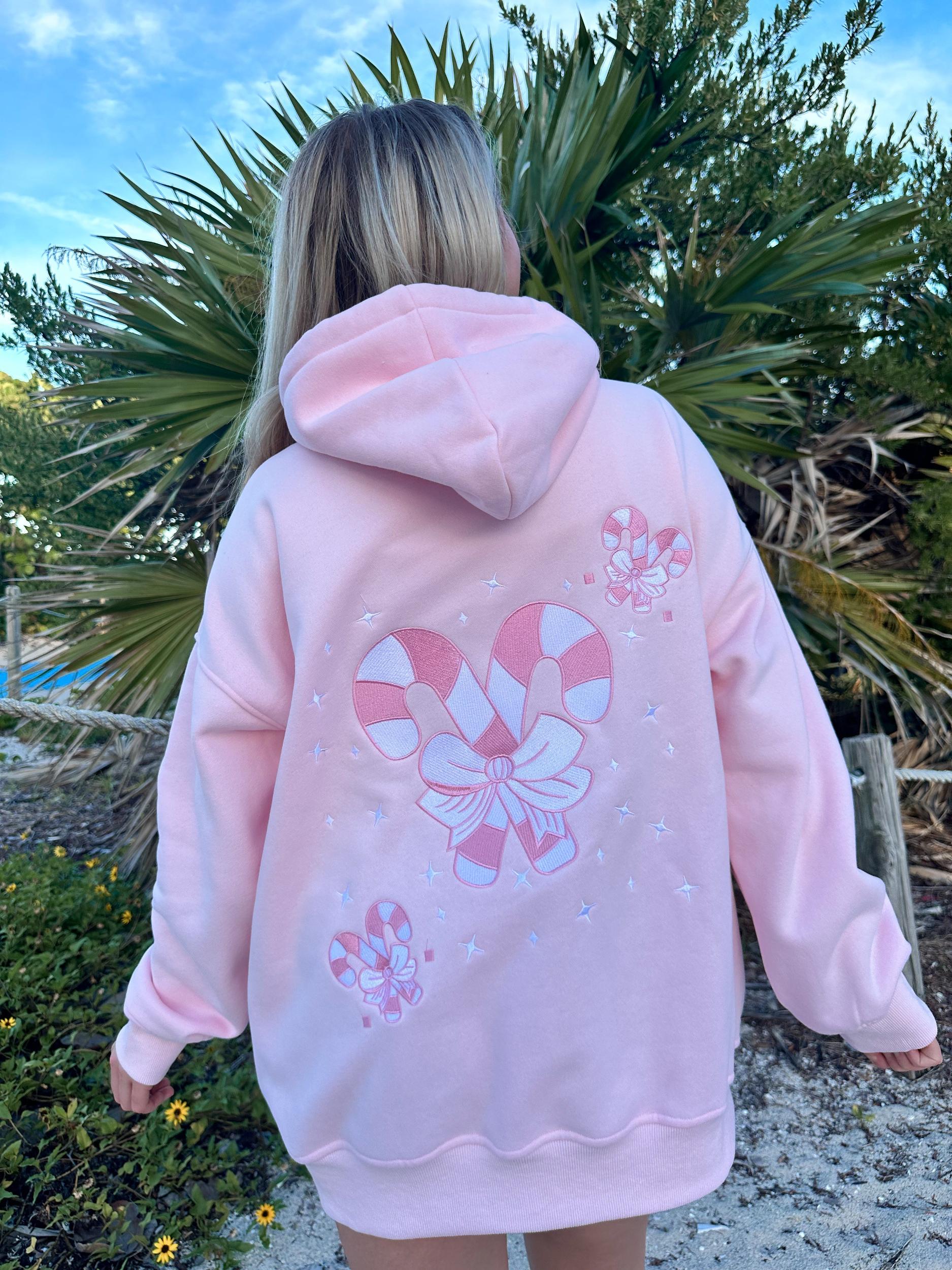 Light Pink Candy Cane Wonderland Hoodie Product Image
