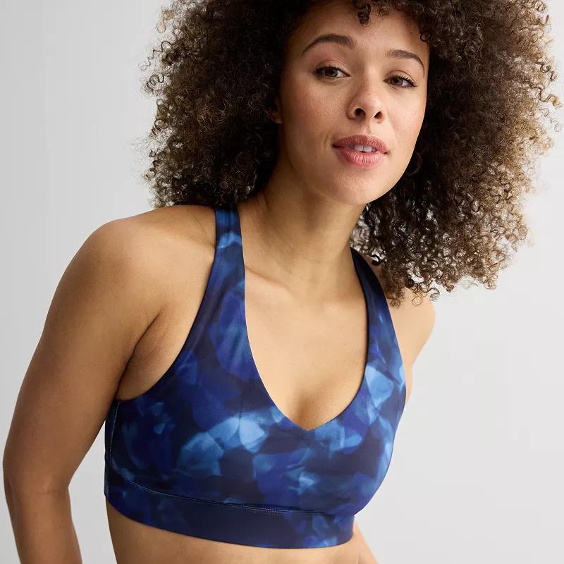 Tek Gear Ultrastretch Medium-Impact V-Neck Sports Bra, Womens Blue Flittering Product Image
