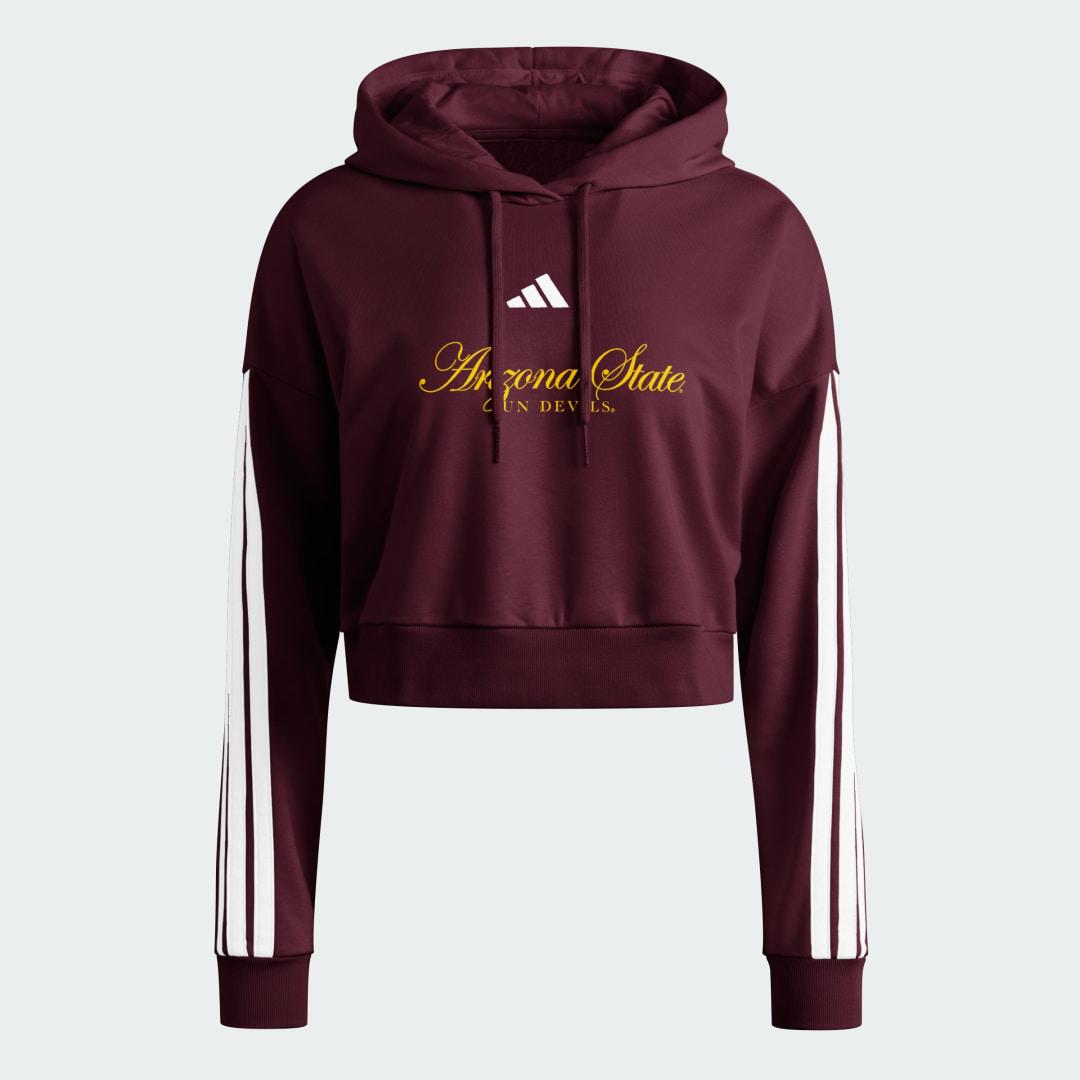 adidas Texas A&M Aggies Essentials 3-Stripes Crop Hoodie Team Maroon XL Womens Product Image