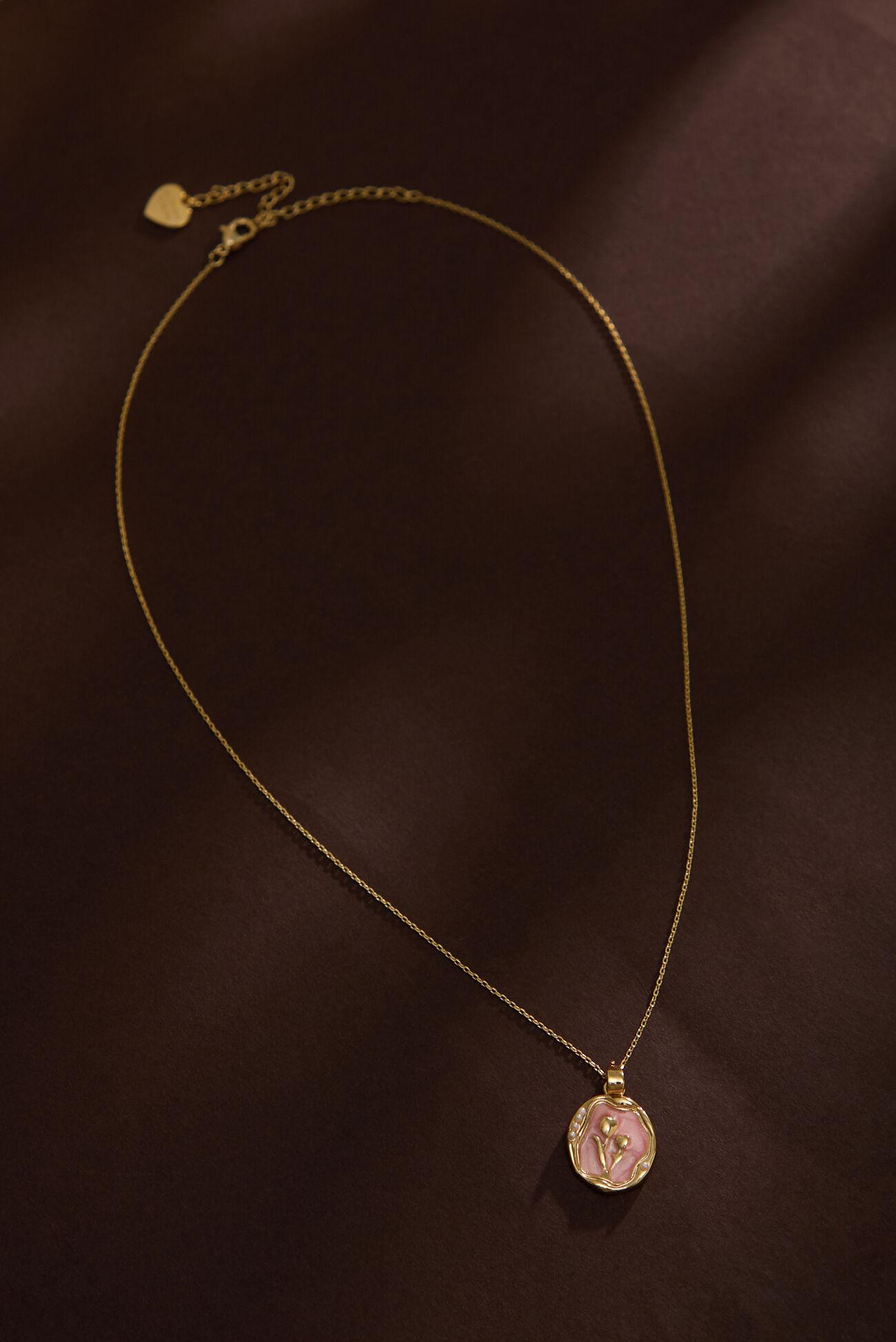 Vintage Flower Charm Necklace Product Image