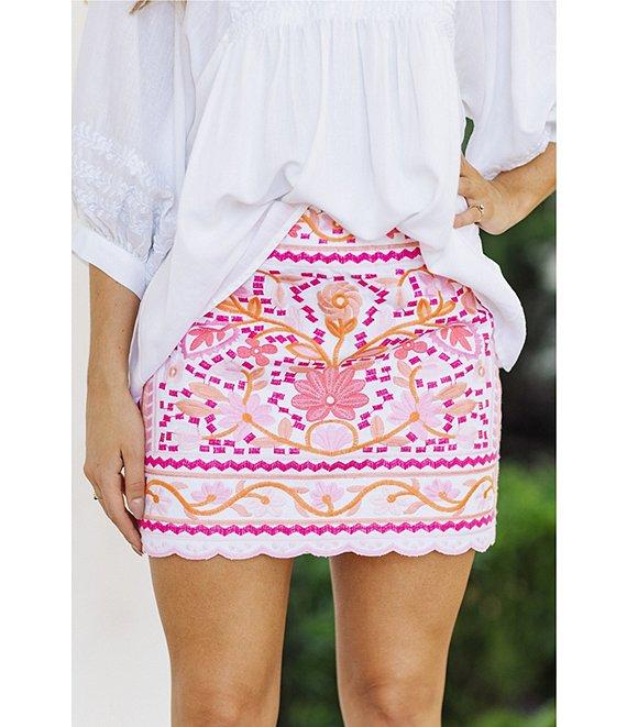 J.Marie Gianni Floral Embroidered Mini Pencil Skirt Product Image