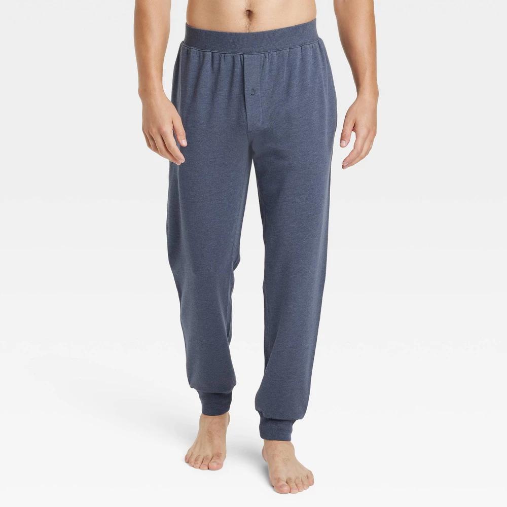 Men's Cotton Modal Knit Jogger Pajama Pants - Goodfellow & Co™ Heathered Navy Blue L Product Image