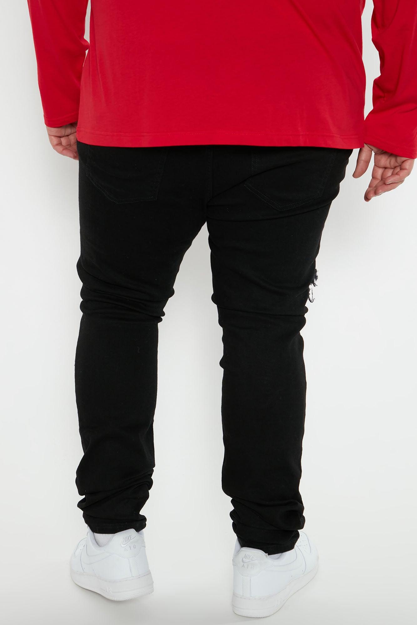 Street Repaired Stacked Skinny Jeans - Black Product Image