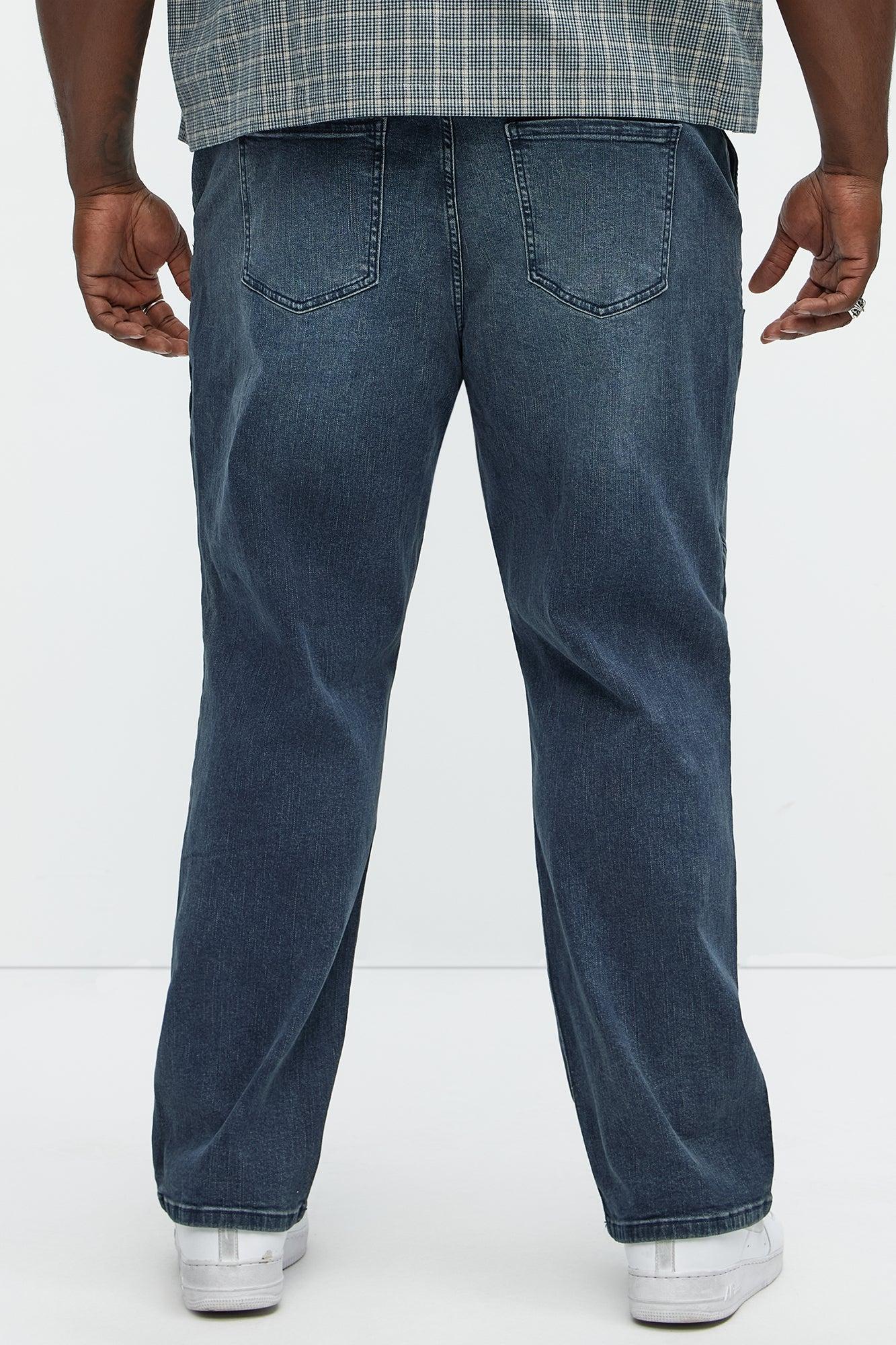 Heavy Pocket Straight Cargo Jeans - Medium Blue Wash Product Image