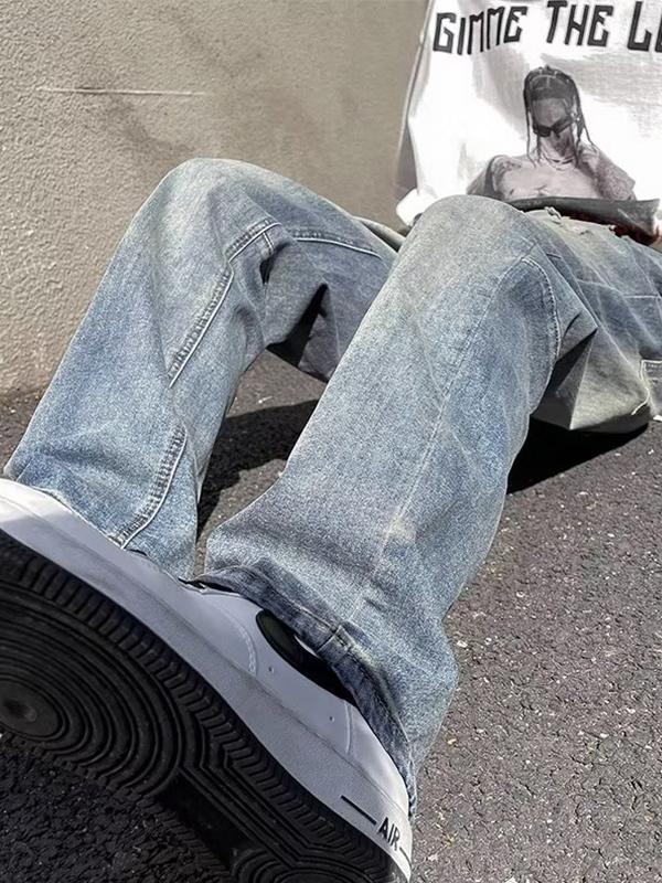 Men's Distressed Wash Ripped Loose Jeans Product Image