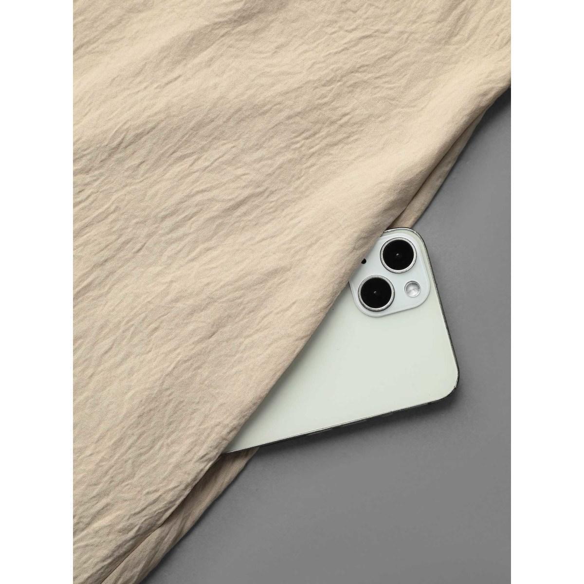 Plus Size Color-Block Belted Pockets Midi Dress Apricot Women Casual Texture Round Neck Elbow-length sleeve Curvy BloomChic 12/L Product Image