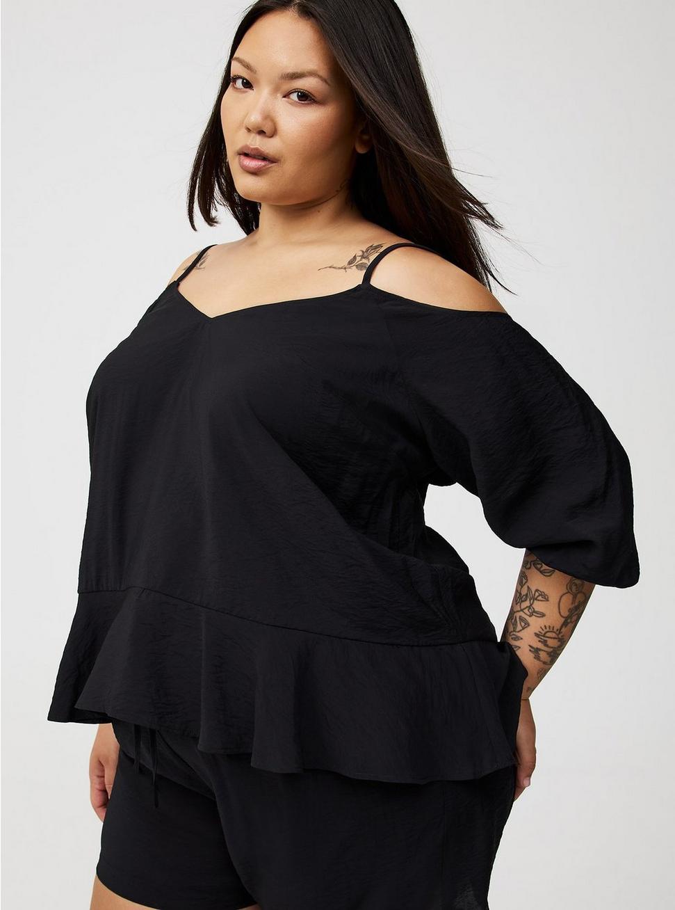Short-Sleeve Cold-Shoulder Top Product Image