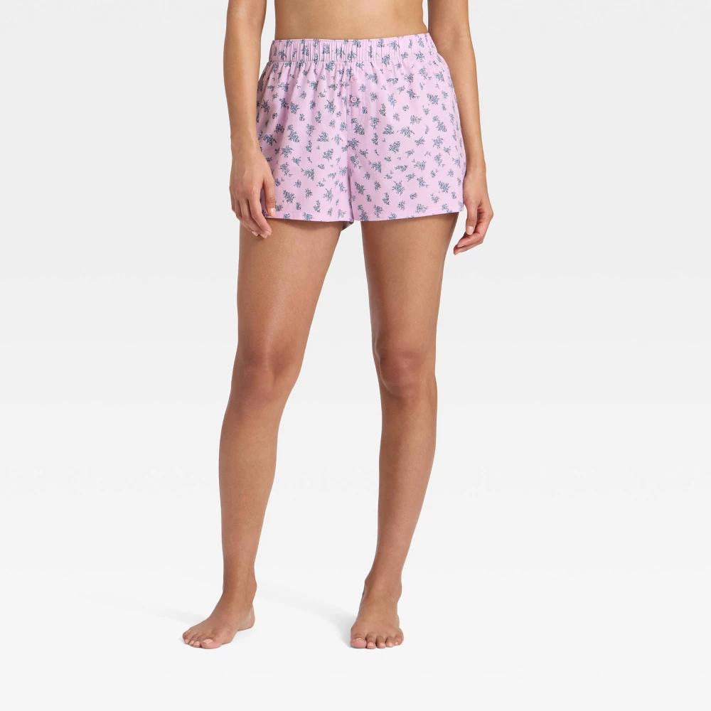 Women's Boxer Pajama Shorts - Wild Fable™ Cream Floral 2X Product Image