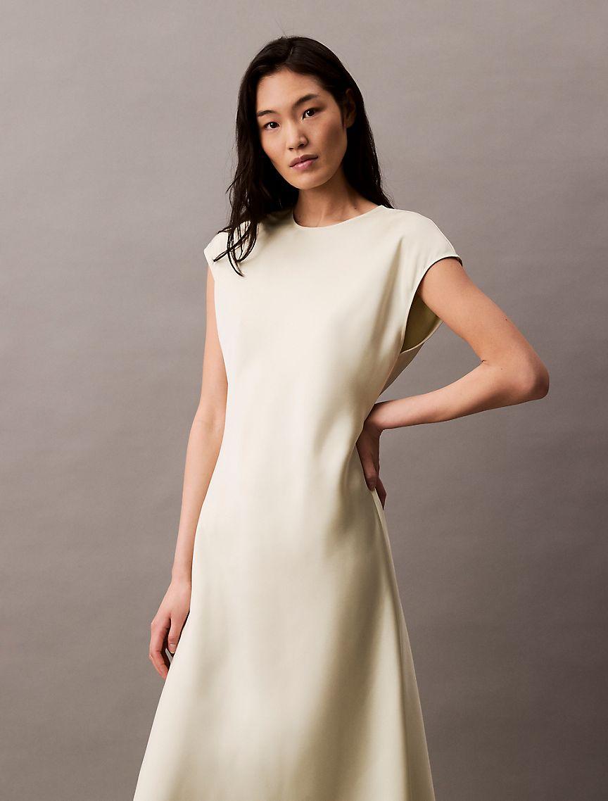 Matte Satin Midi Sheath Dress Product Image