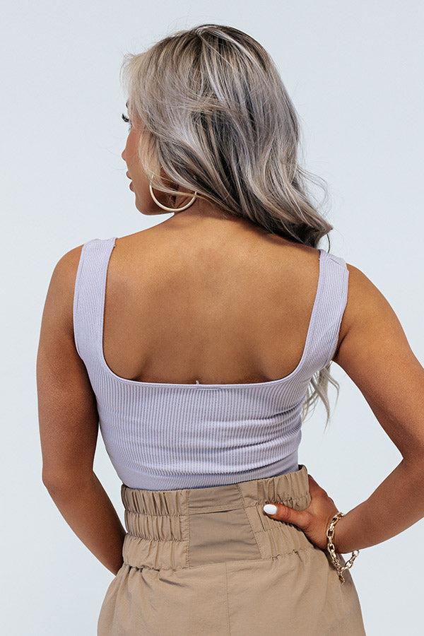 Cuteness On Repeat Ribbed Crop Tank In Light Lavender Product Image