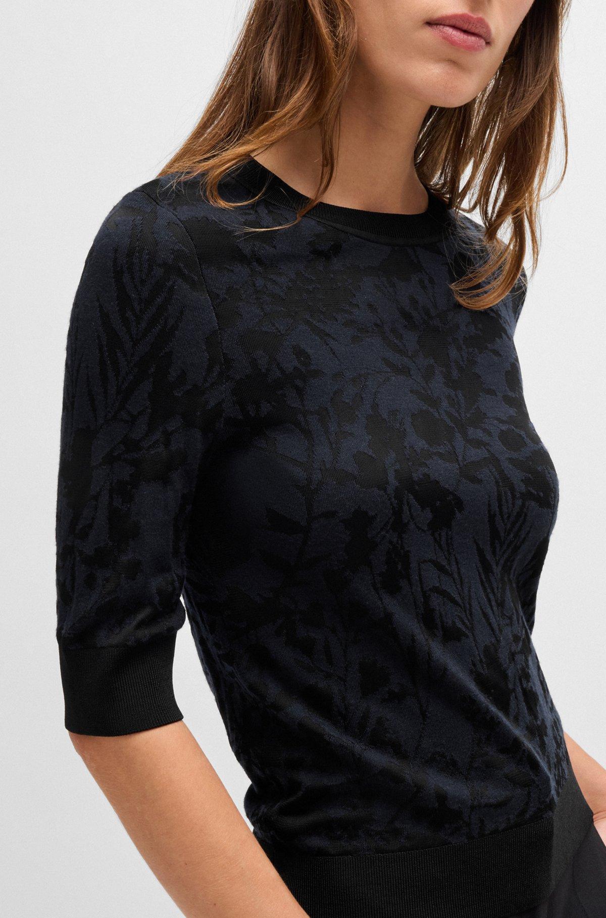 BOSS - Merino wool sweater with jacquard pattern - Patterned Product Image