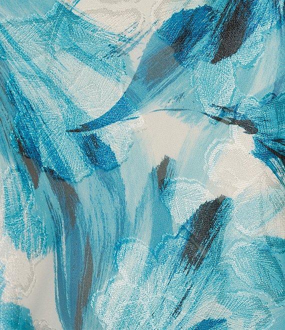 Alex Evenings Plus Size Chiffon Boat Neck 3/4 Sleeve Abstract Floral Print Double Tier Hem Blouse Product Image