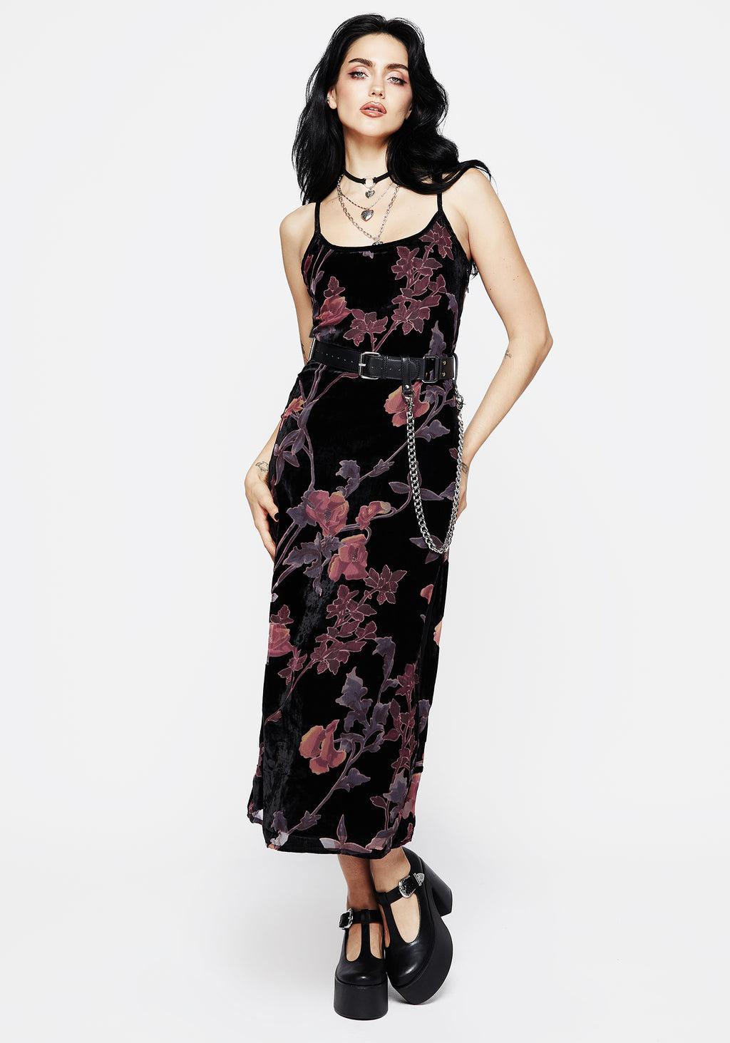 Waterlily Devoré Velour Midaxi Slip Dress Product Image