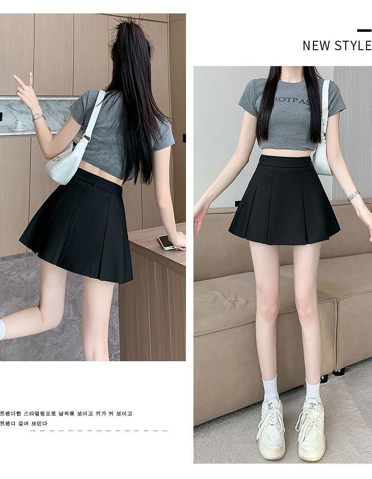 High Rise Plain Mini Pleated Skirt Product Image