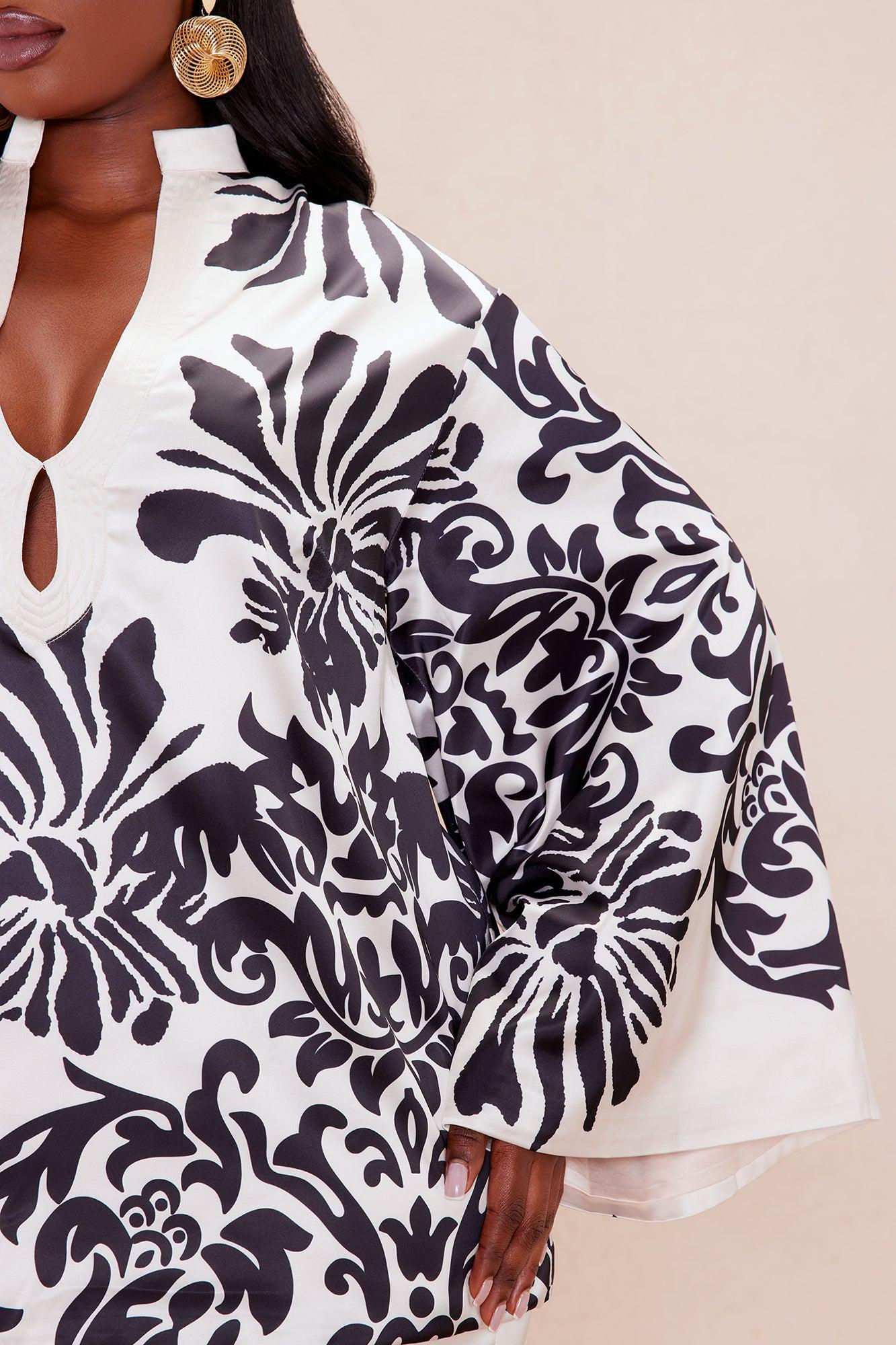 Abina Satin Wide Leg Pant Set - Cream/combo Female Product Image