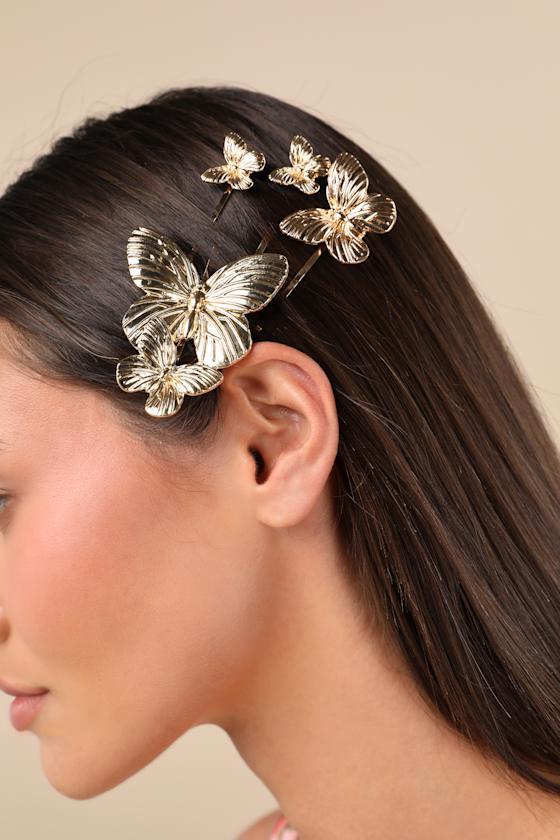 Lycan Gold Butterfly Five-Piece Hair Pin Set Product Image