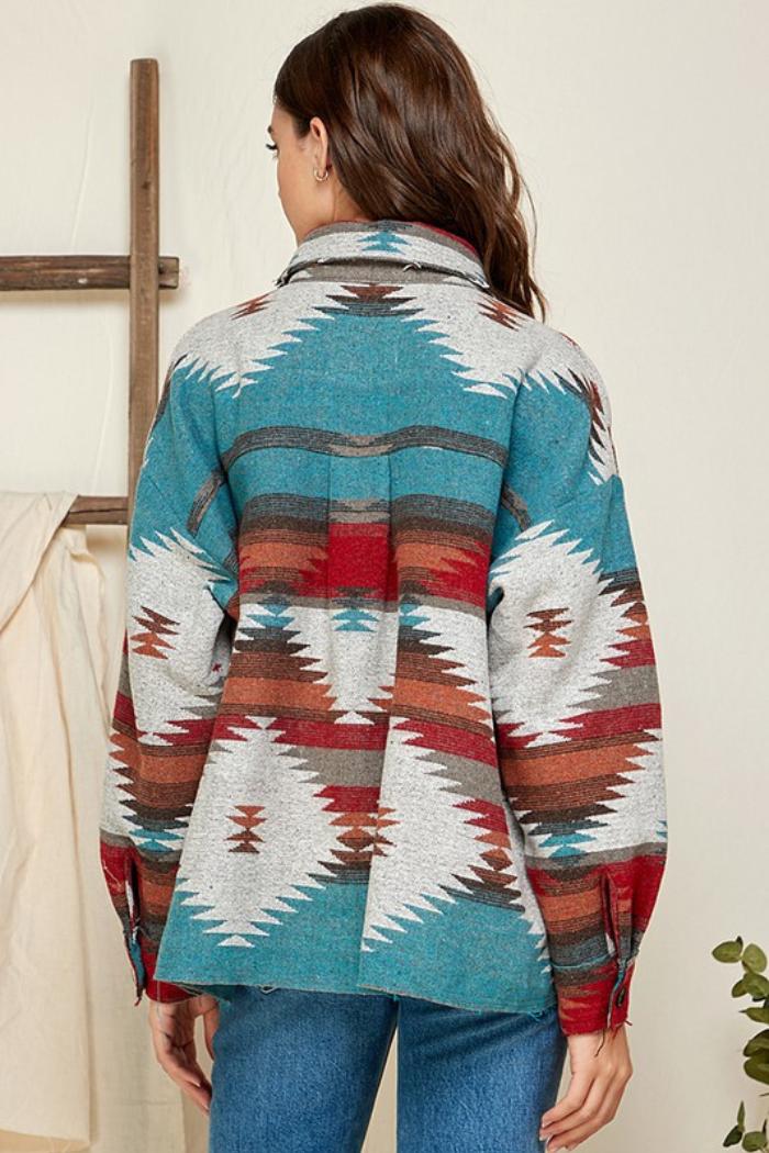 Plus Aztec/tribal Print Jacket Product Image