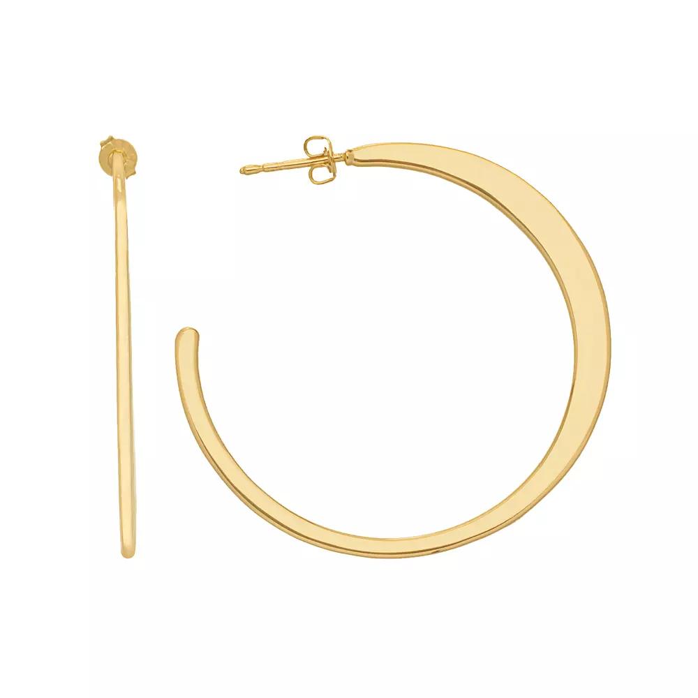 14k Gold Plated Crescent Hoop Earrings, Women's Product Image