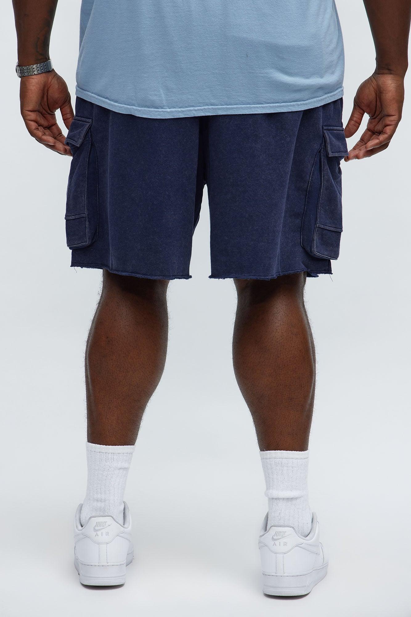 Tyson Bagged Off Cargo Relaxed Shorts - Navy Male Product Image