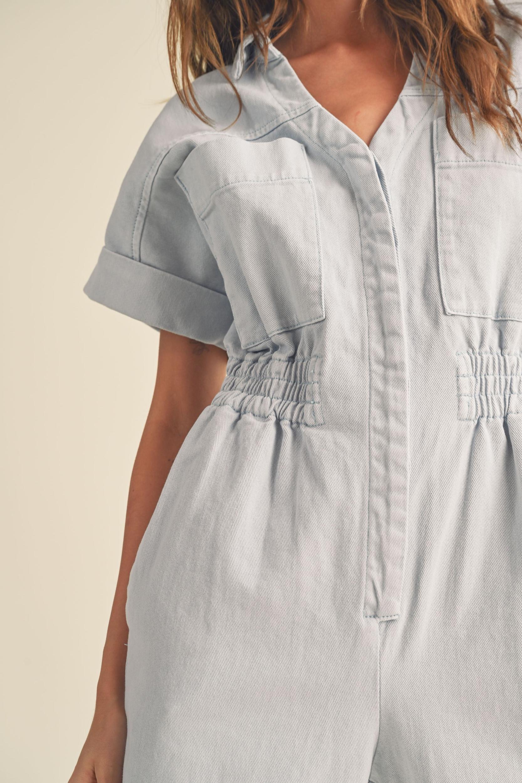 Cotton Denim Comfy Jumpsuit Product Image