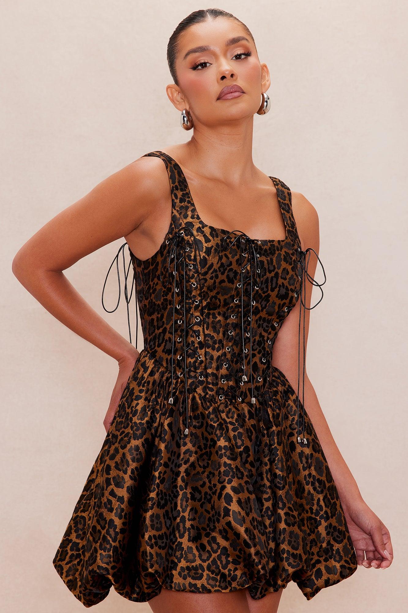 Ava Leopard Jacquard Mini Dress - Leopard Female Product Image