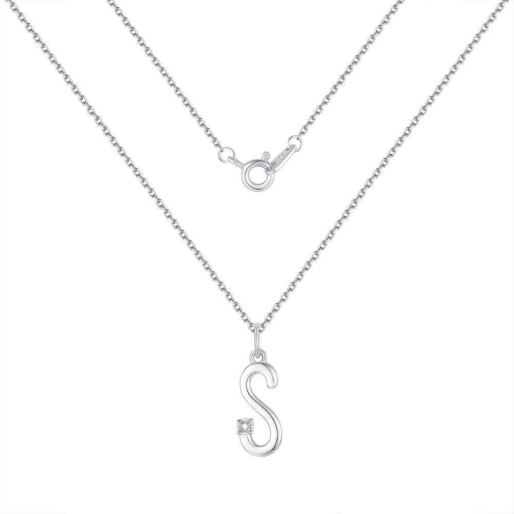 Forever Radiant Diamond Accent Initial Pendant Necklace, Womens Silver Tone S Product Image