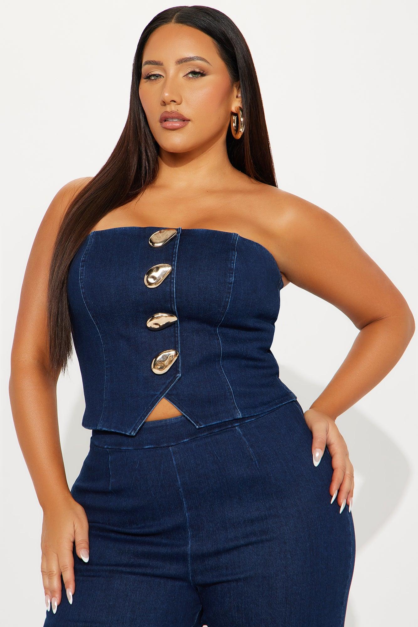 In Your Dreams Denim Pant Set - Dark Denim Female Product Image