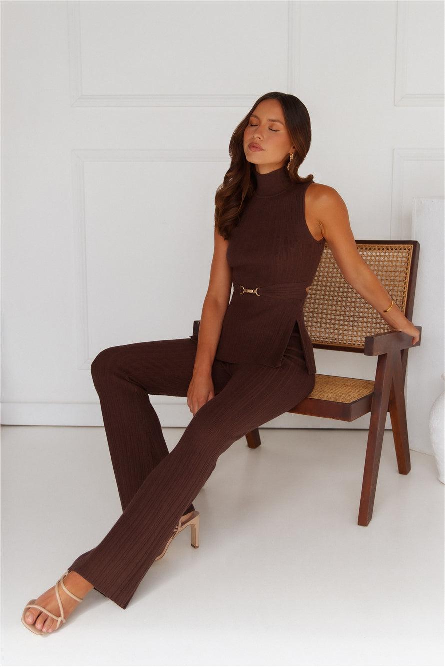 Star Power Ribbed Pants Brown Product Image