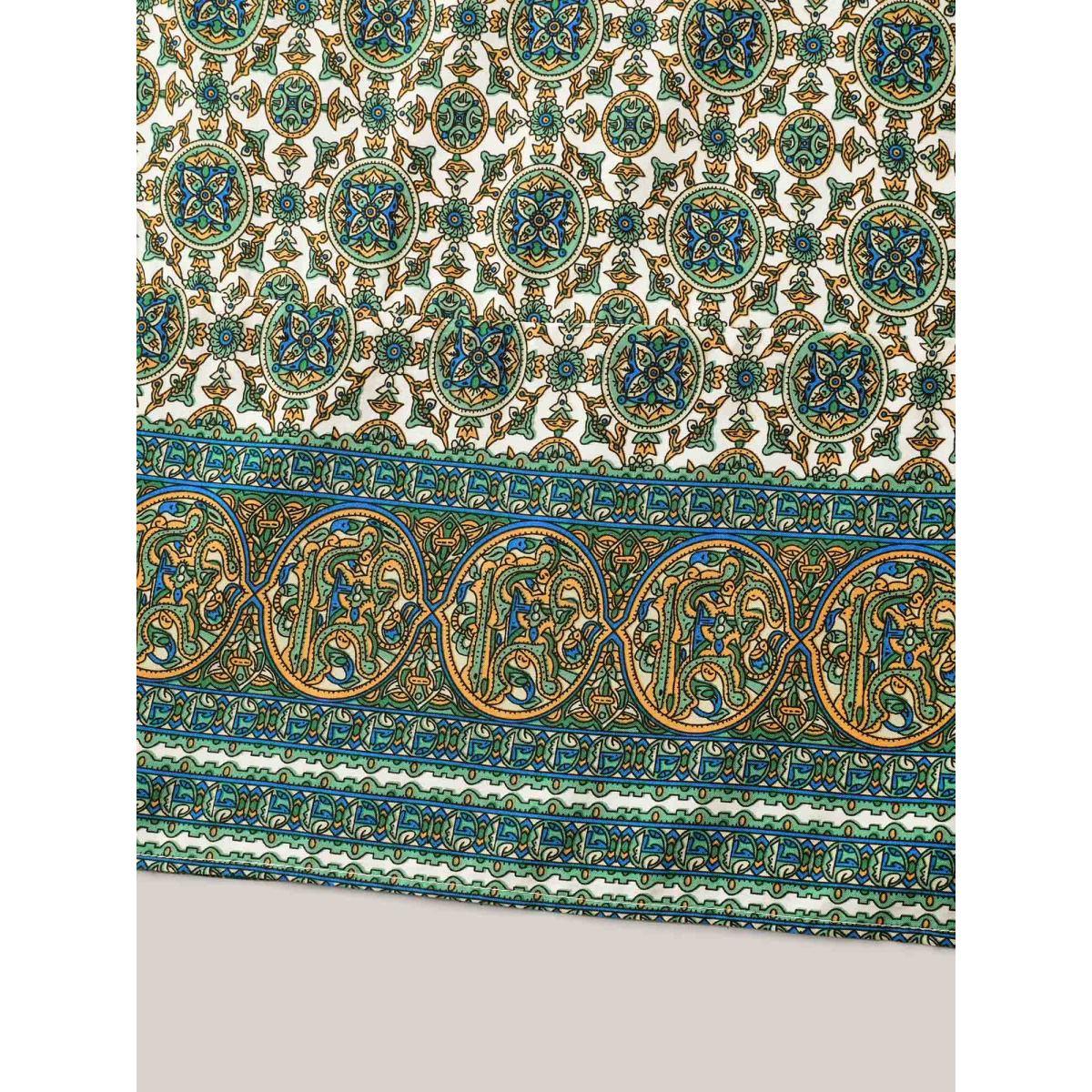 Plus Size Breezy Boho Print Stretchy Maxi Skirt Women Emerald Loose No stretch Side seam pocket Vacation Skirts BloomChic 14-16/1X Product Image