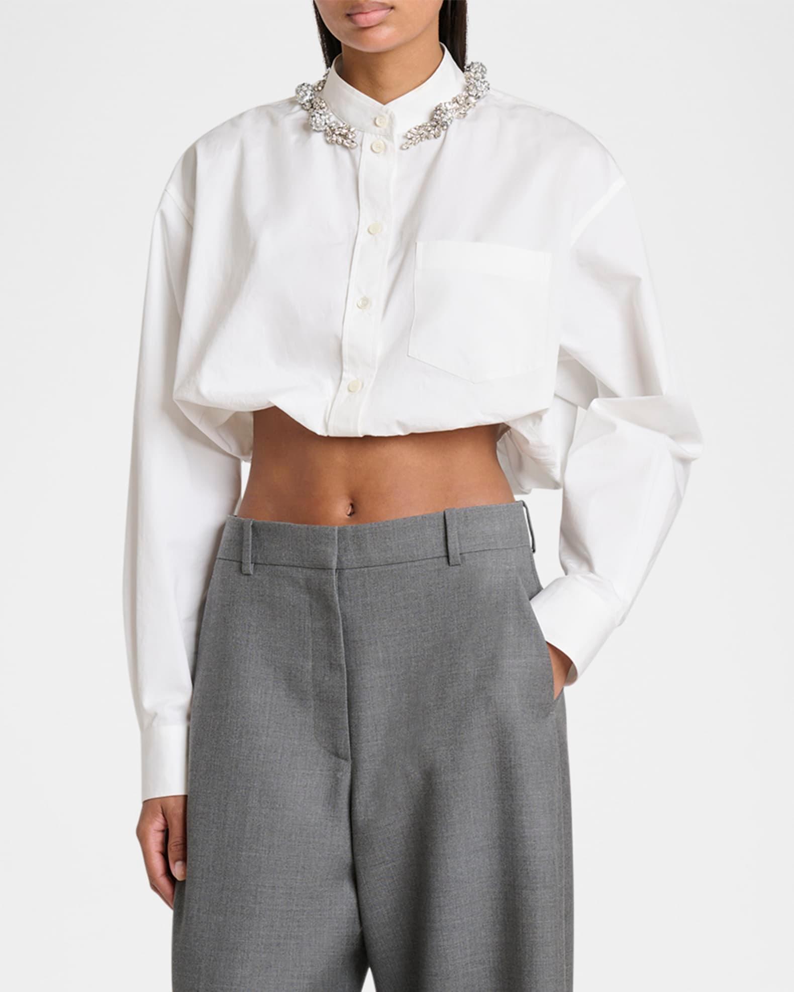 Crystal Button-Down Crop Balloon Shirt Product Image