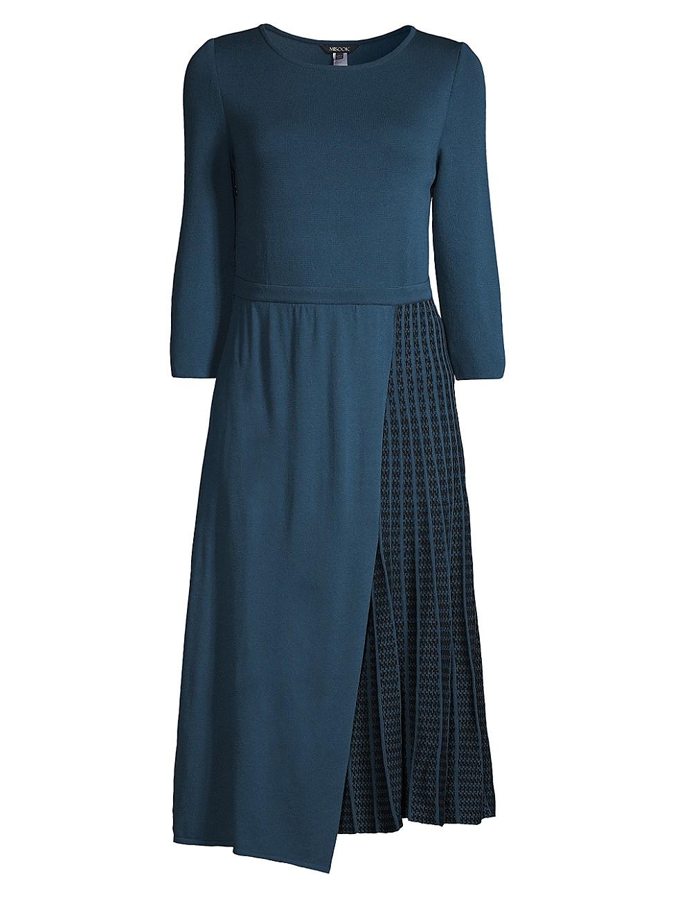 Womens Pleated Soft Knit Heritage-Fit Midi-Dress Product Image
