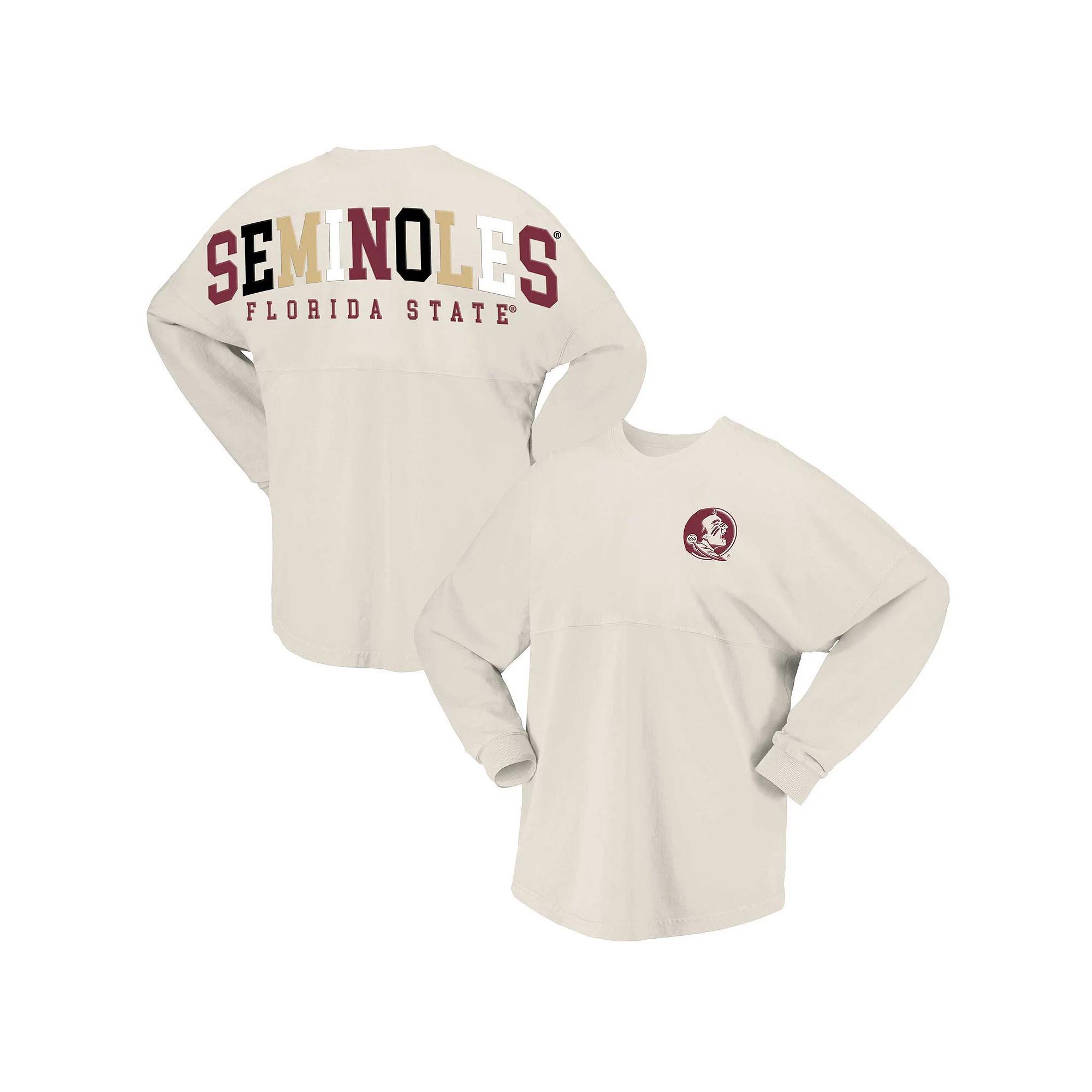 Women's Spirit Jersey Tan Florida State Seminoles Rainbow Arch Long Sleeve T-Shirt, Size: Small, Team Product Image