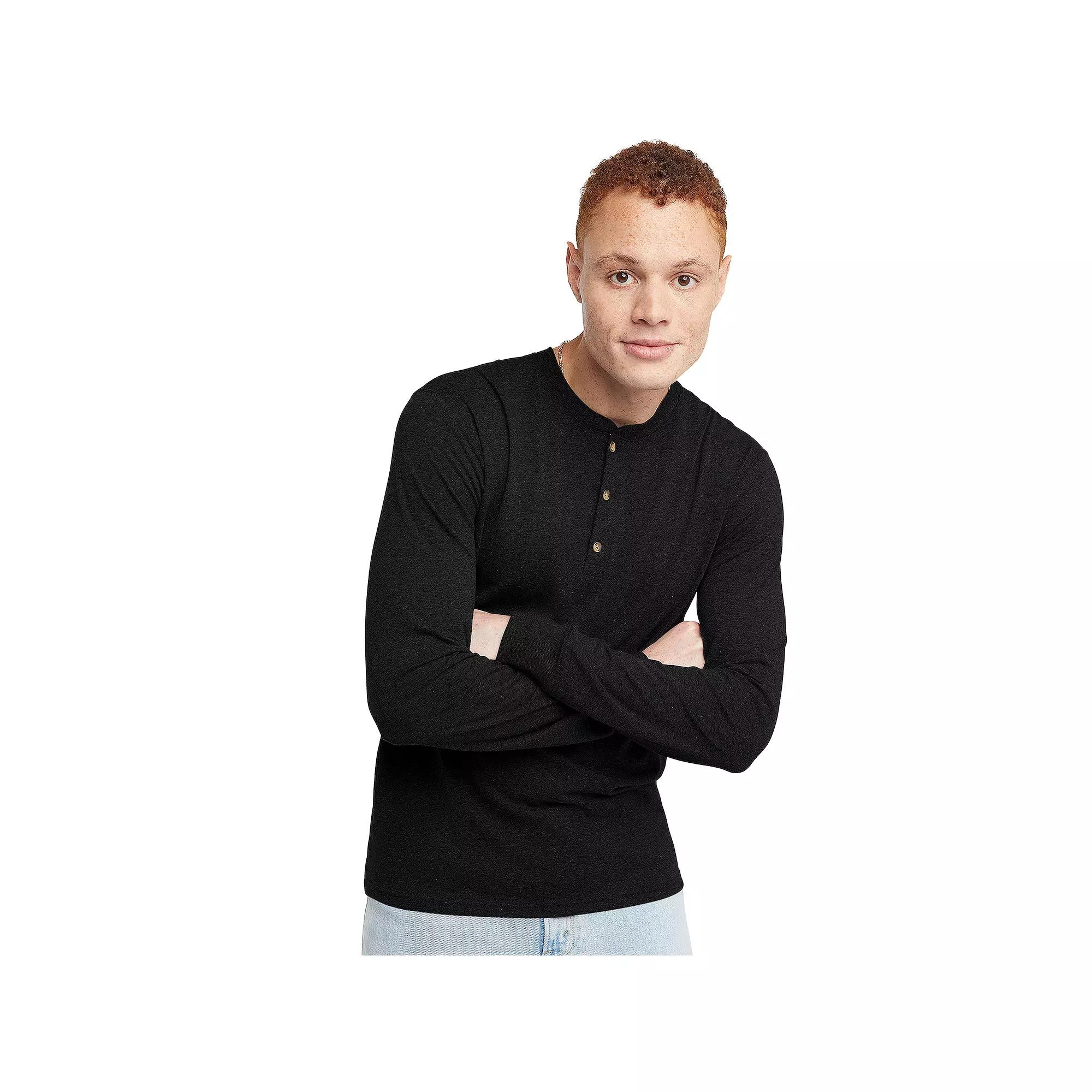 Men's Hanes Originals Tri-Blend Henley,  Product Image