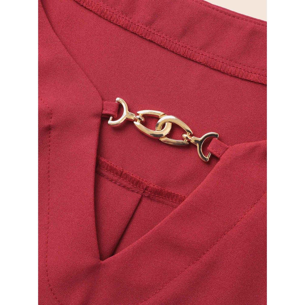 Plus Size Scarlet Metal Chain Detail Lantern Sleeve Blouse Women Elegant Long Sleeve V-neck Everyday Blouses BloomChic 18-20/2X Product Image