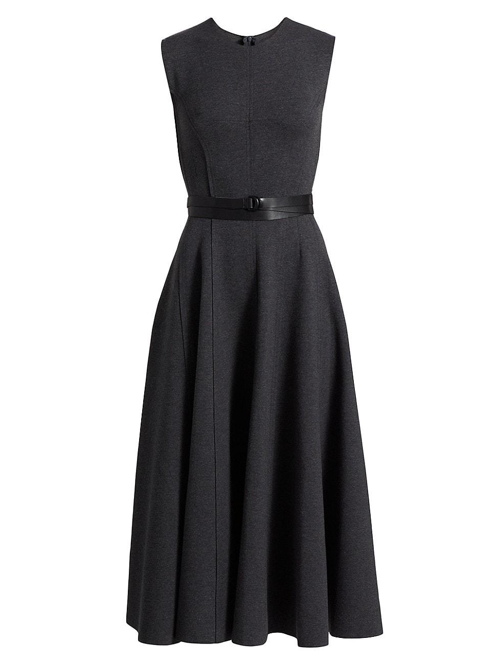 Womens Grace Stretch-Cotton Belted Sleeveless Midi-Dress Product Image