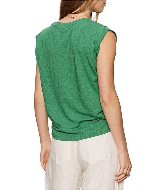 Sanctuary Knotted Crew Neck Muscle Sleeve Slub Jersey Tee Product Image