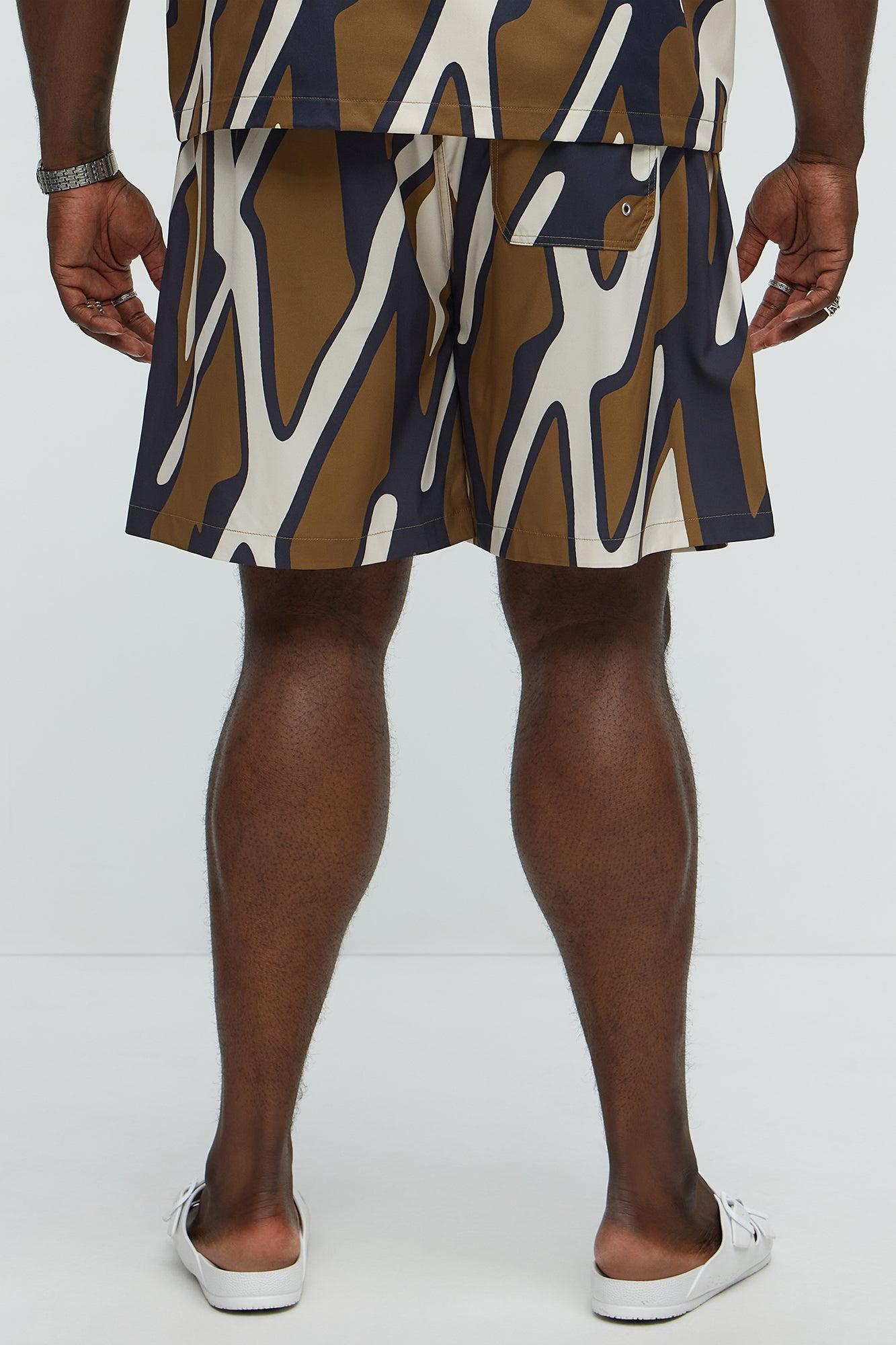 Chaos Current Printed Swim Classic Trunk - Brown/combo Male Product Image