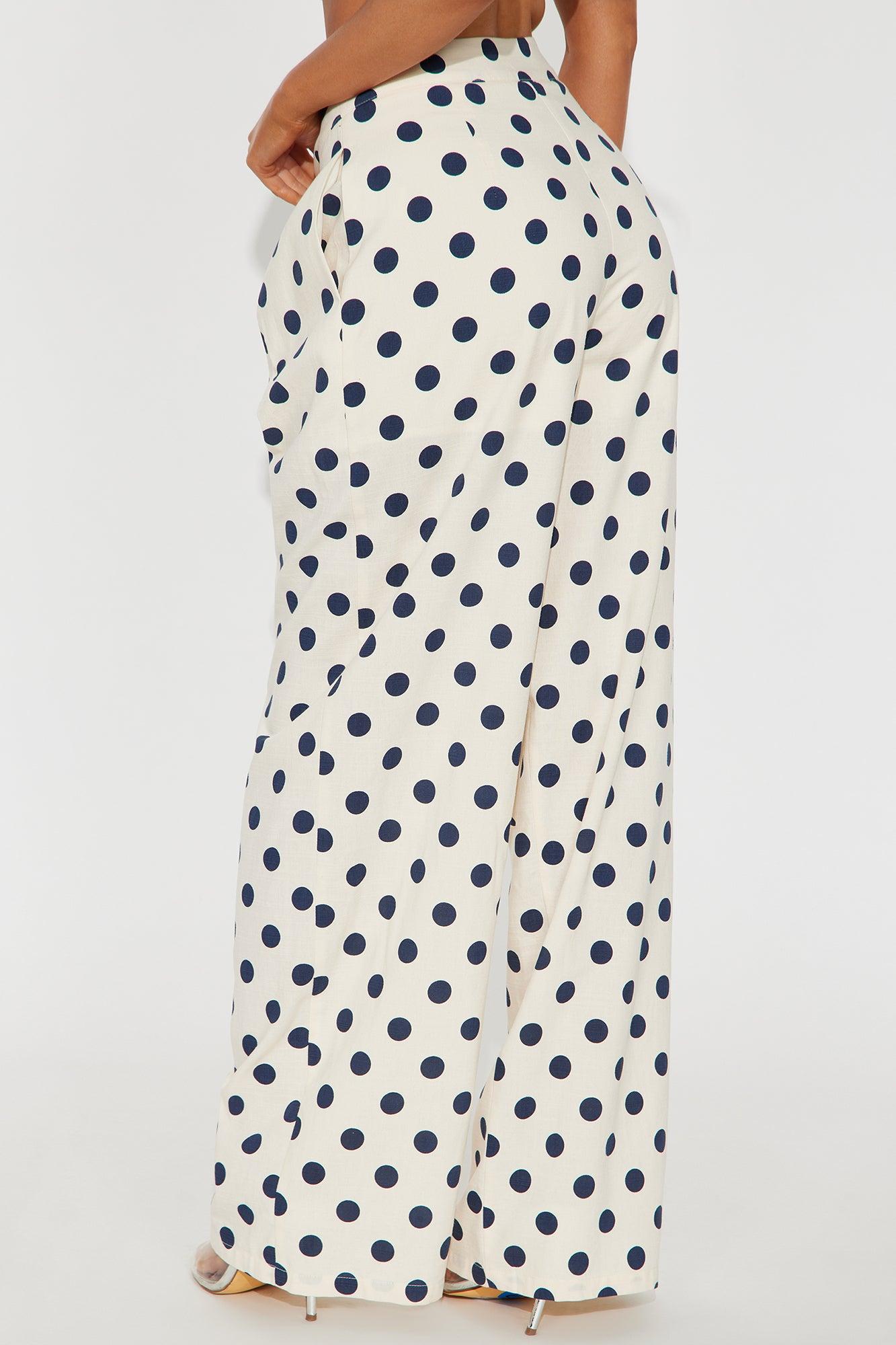 Keep It Casual Polka Dot Wide Leg Pant - Cream/combo Female Product Image