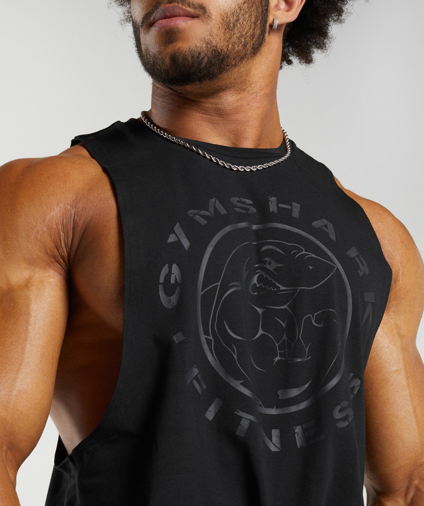 Gymshark Legacy Drop Arm Tank - Black Male Product Image