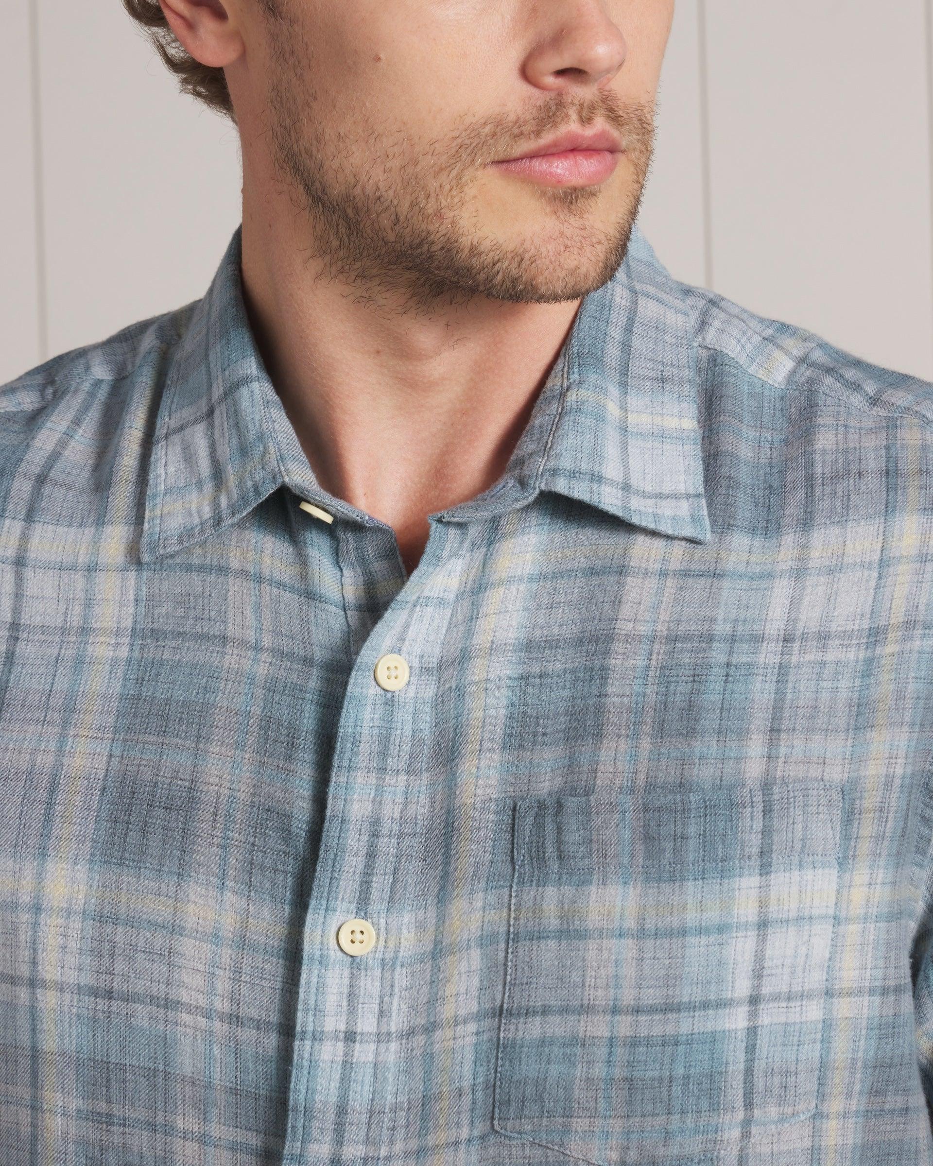 Madras Power Loom Twill Short Sleeve Shirt - Blue Tones Product Image
