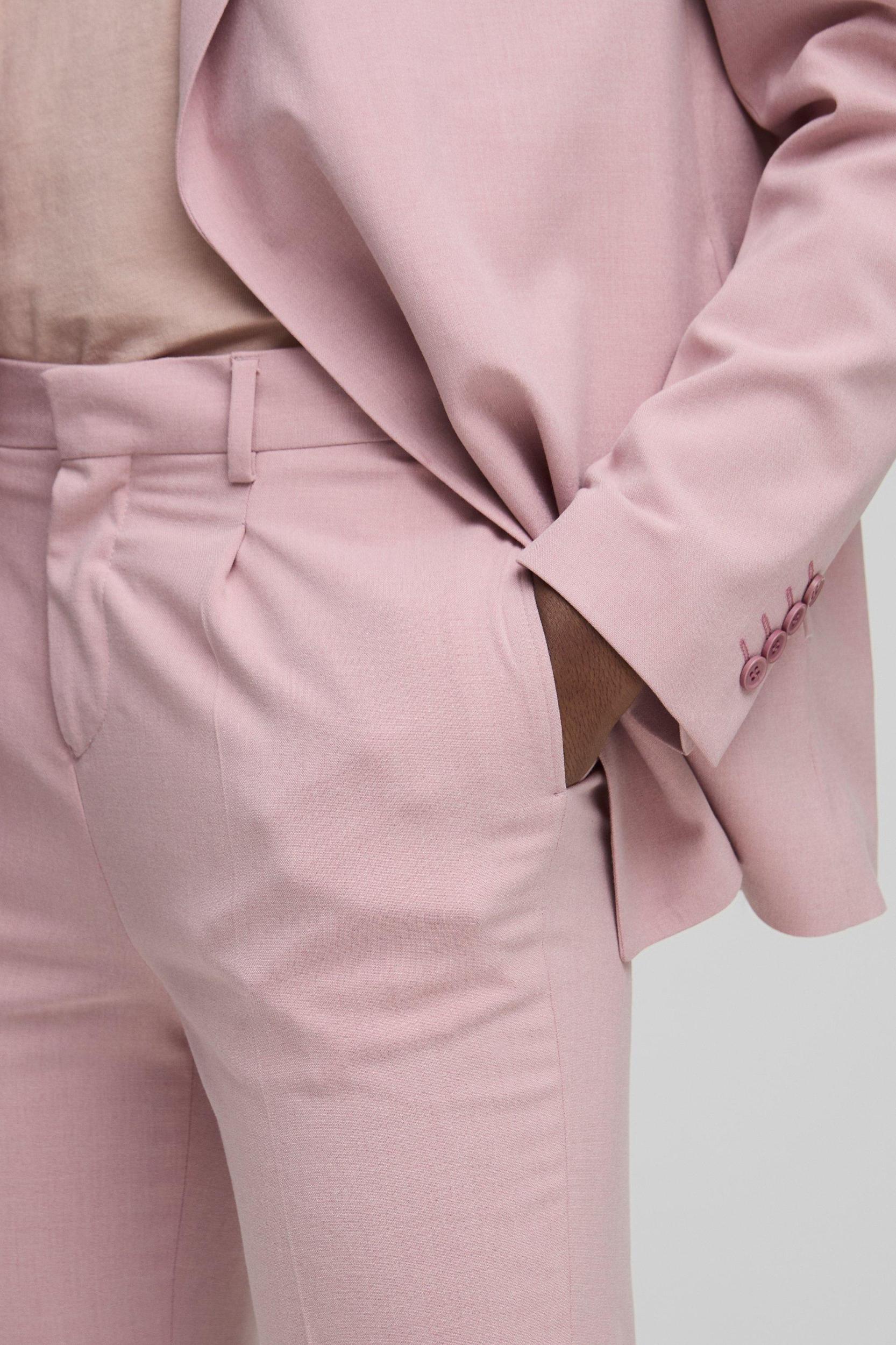 Straight Fit Pleat Front Fixed Waistband Dress Pants | boohooMAN USA Product Image