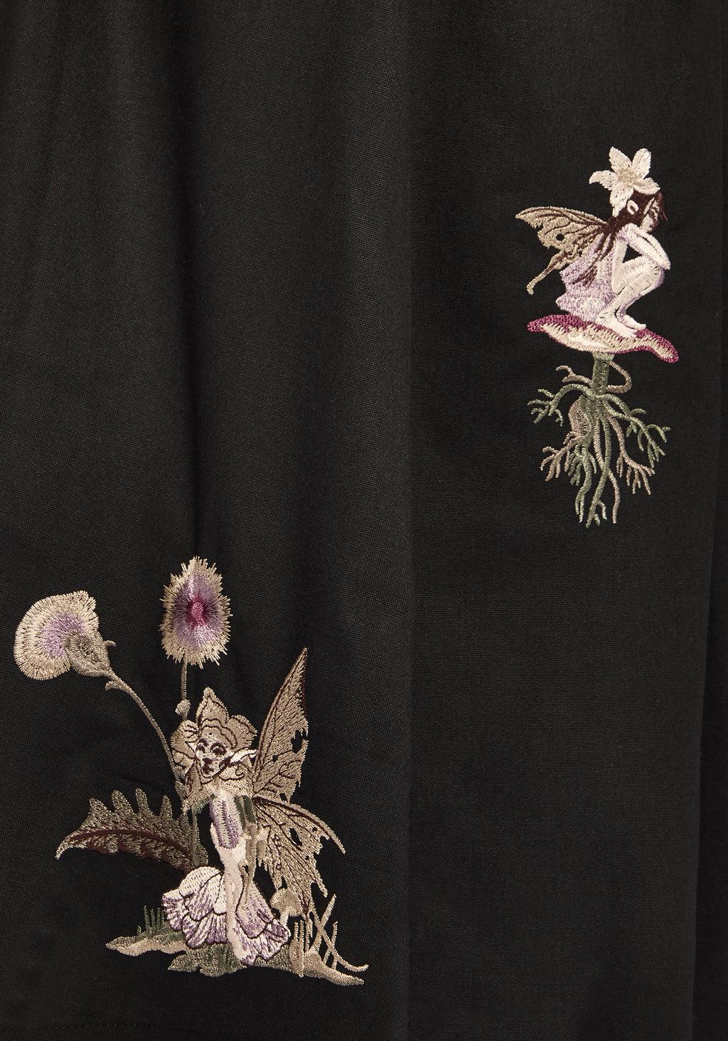 Faela Fairy Embroidered Tie Waist Paperbag Midi Skirt Product Image