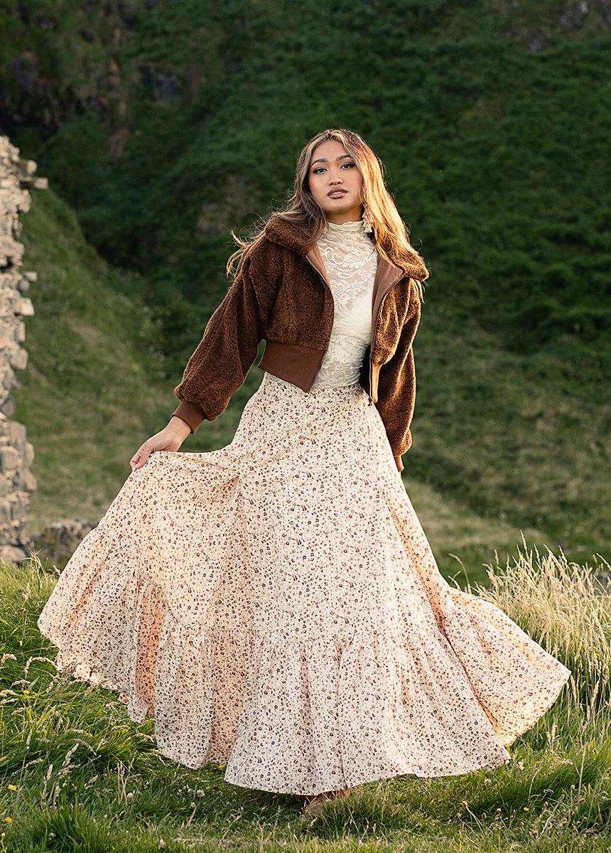 Annah Skirt in Neutral Floral Female Product Image