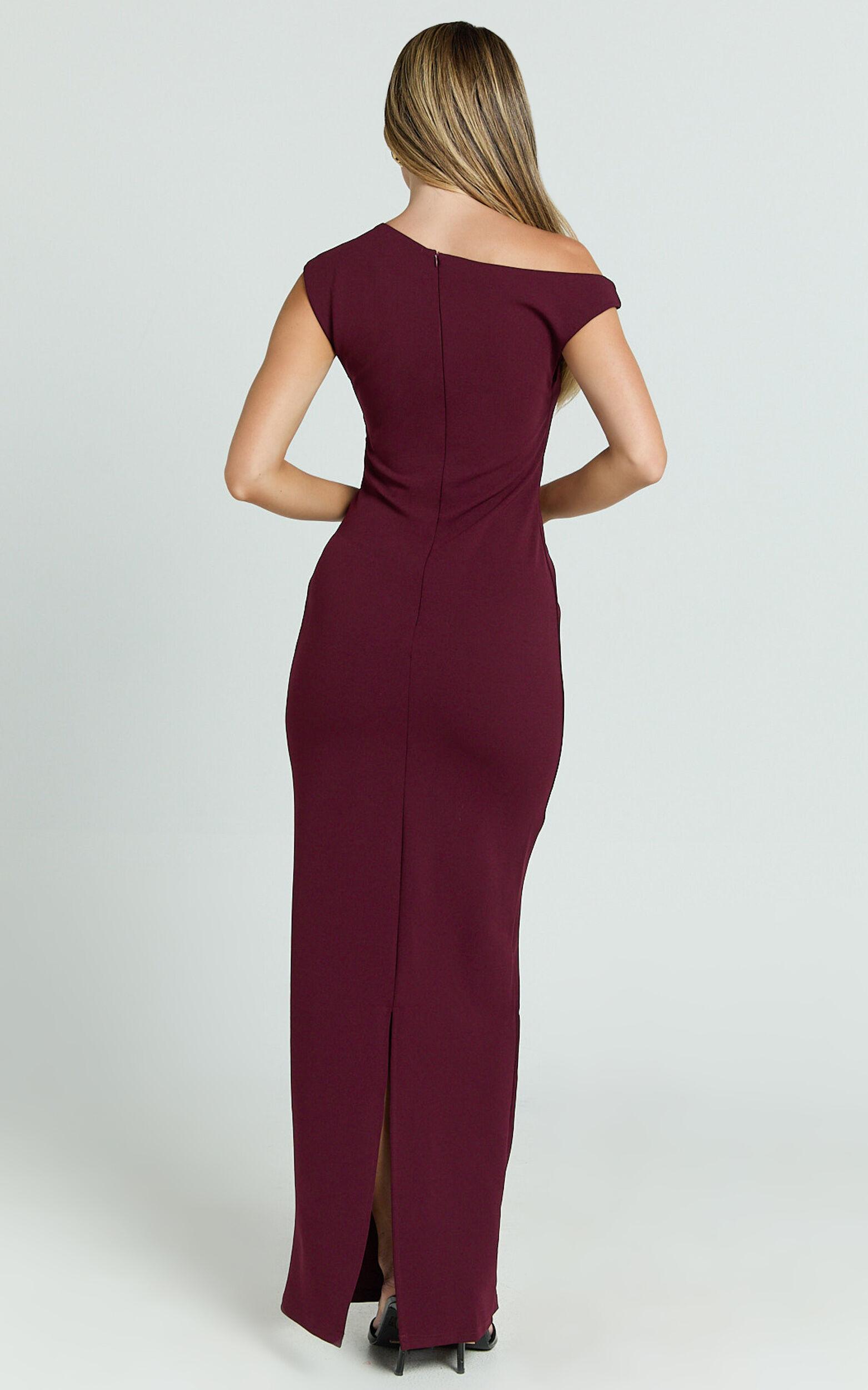Genie Maxi Dress - Off The Shoulder Dress in Wine Product Image