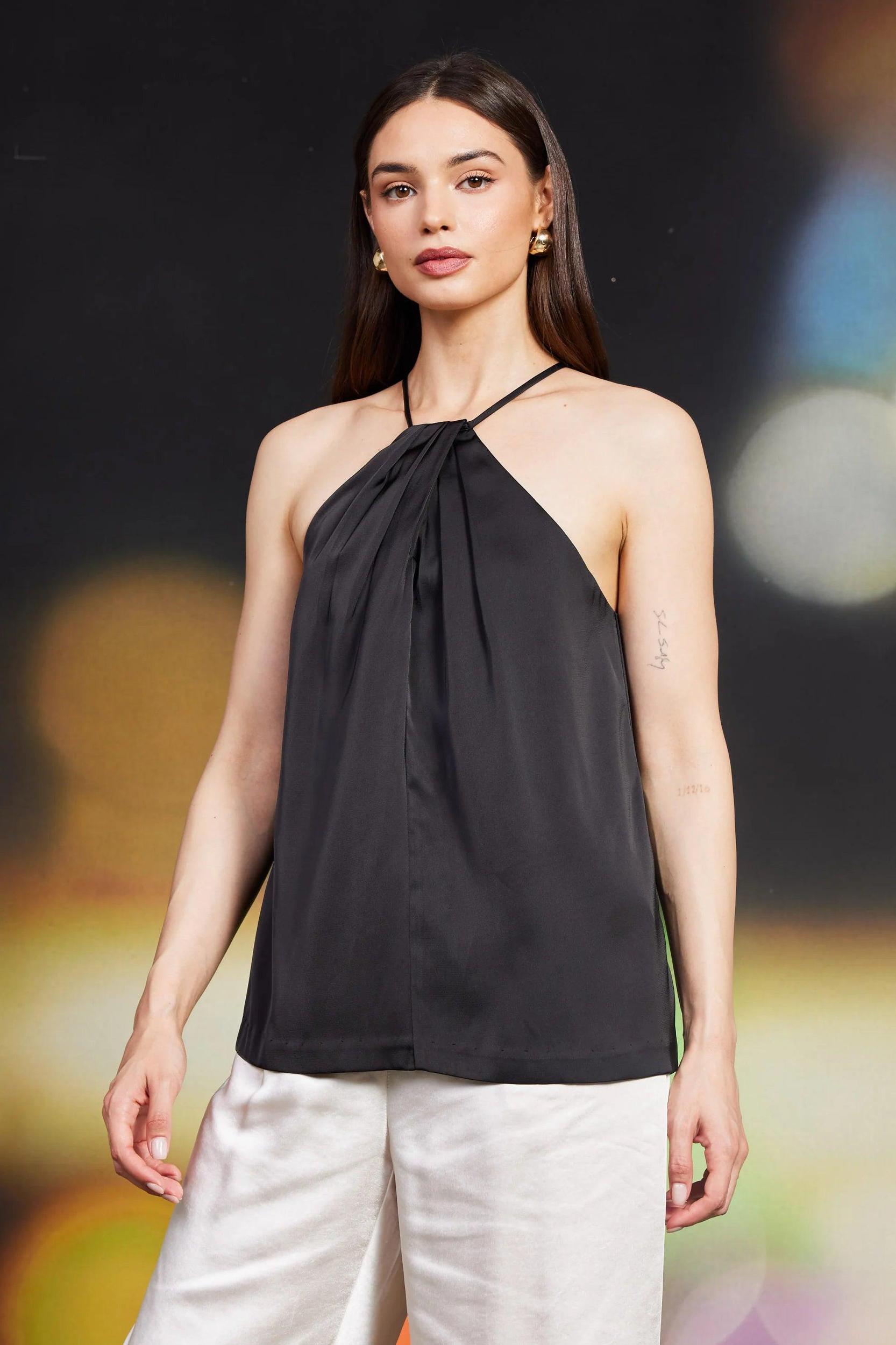 Pleated Front Halter Top Product Image
