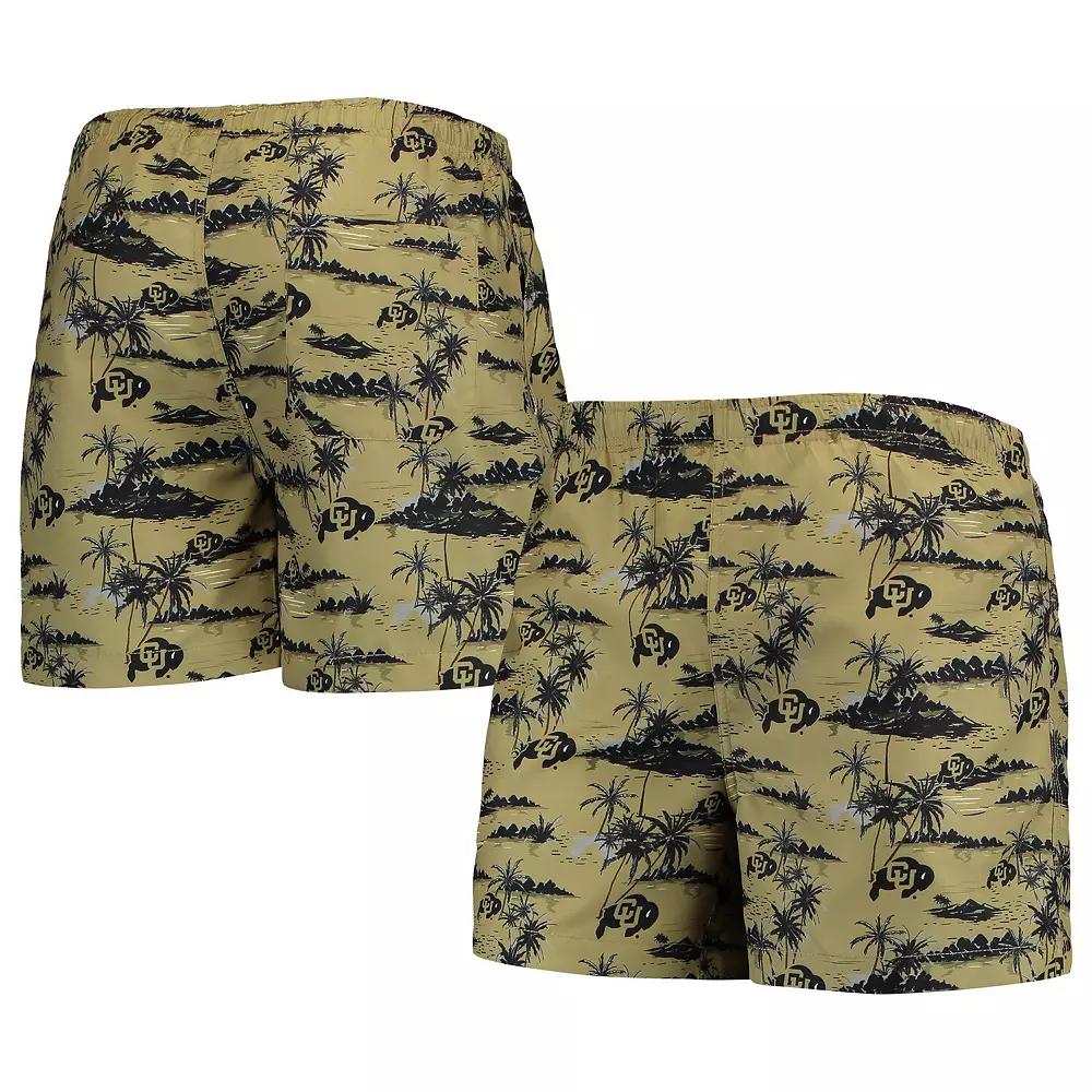Men's FOCO Gold Colorado Buffaloes Island Palm Swim Trunks, Size: XL Product Image