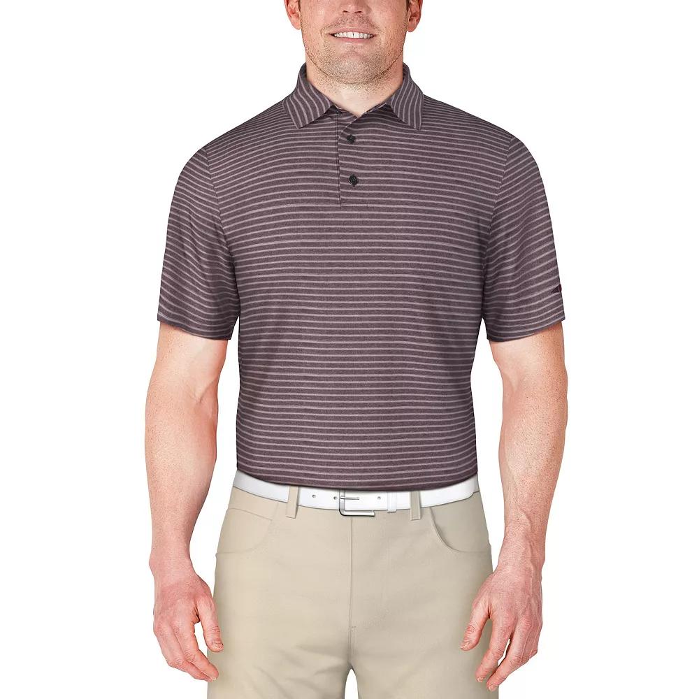 Mens Grand Slam Grand Slam Heather Stripe Short Sleeve Slim Fit Golf Polo Shirt Fig Grey Product Image